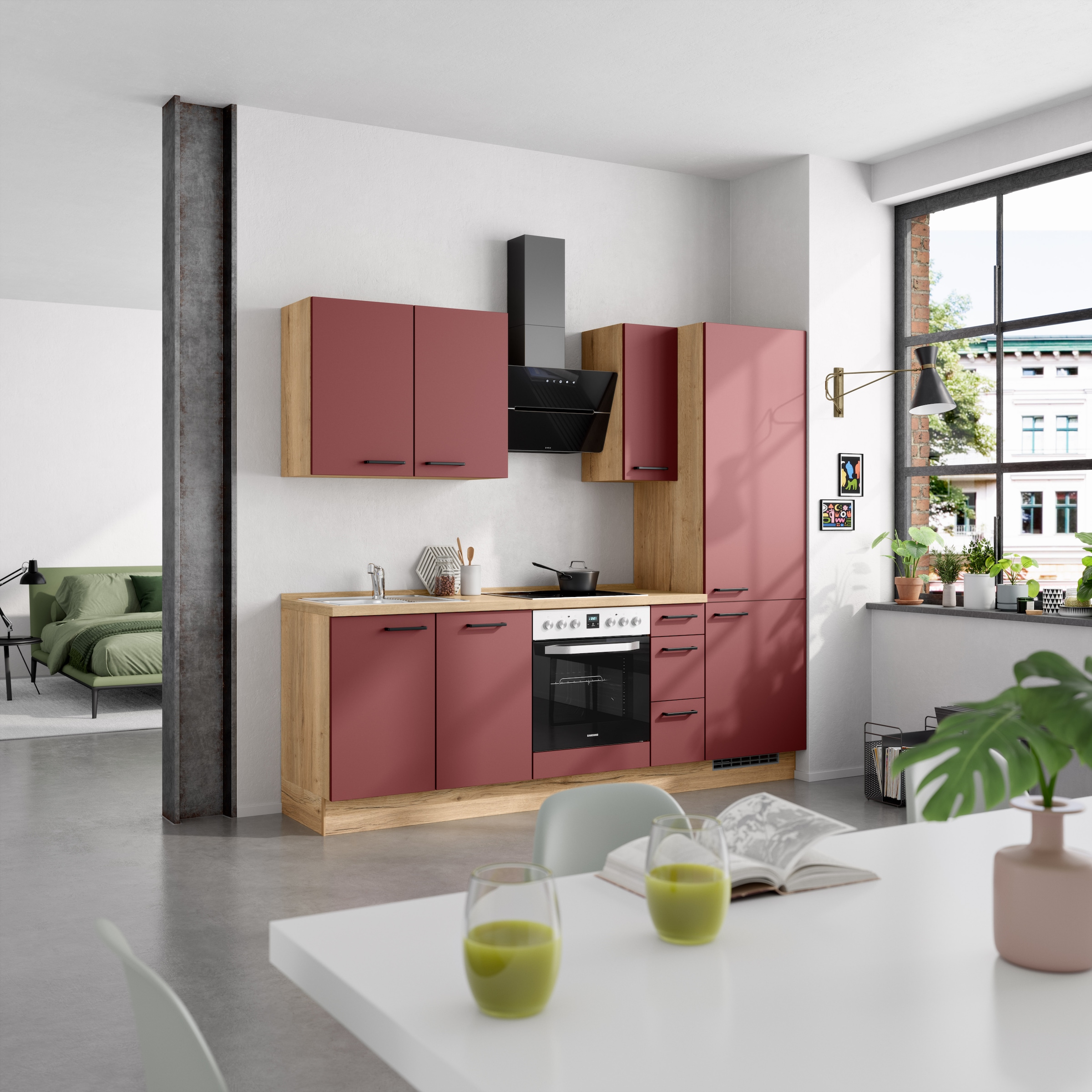 nobilia® Küchenzeile »"Easytouch II", NEU: individuell anpassbar mit gratis Profi-Beratung« vormontiert, Breite 240 cm, Ausrichtung wählbar, wahlw. mit E-Geräten