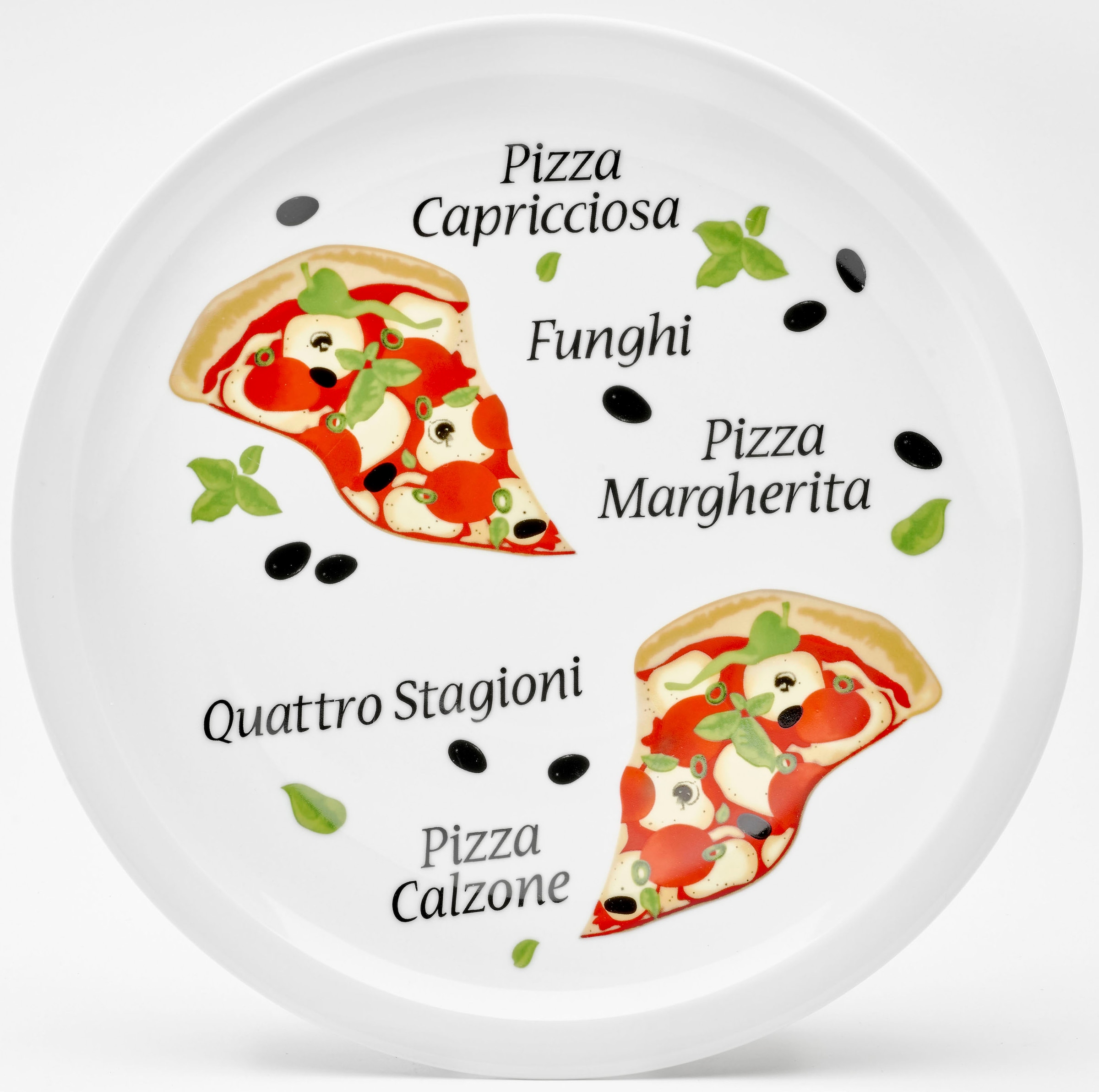 van Well Pizzateller »Margherita«, (Set, 6 St., 6 Pizzateller 30cm), Porzellan, spülmaschinen- und mikrowellengeeignet, Ø 30 cm