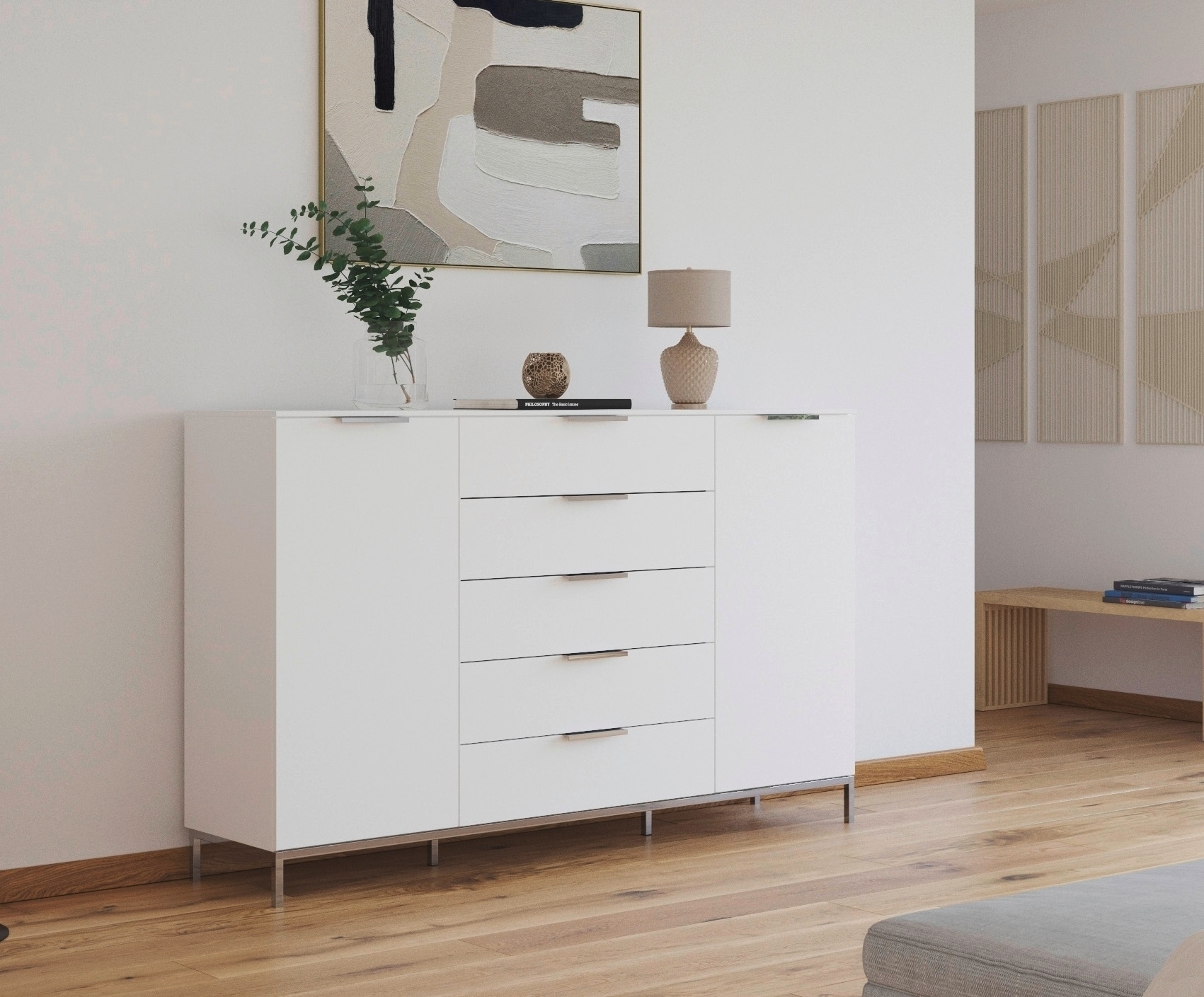 rauch Kombikommode »Kommode Türkommode Sideboard Kombikommode FLIPP«, (Breite 160/180 cm mit 4 Einlegeböden), 2-türig mit 5 Schubladen und Soft-Close-Funktion in zwei Breiten