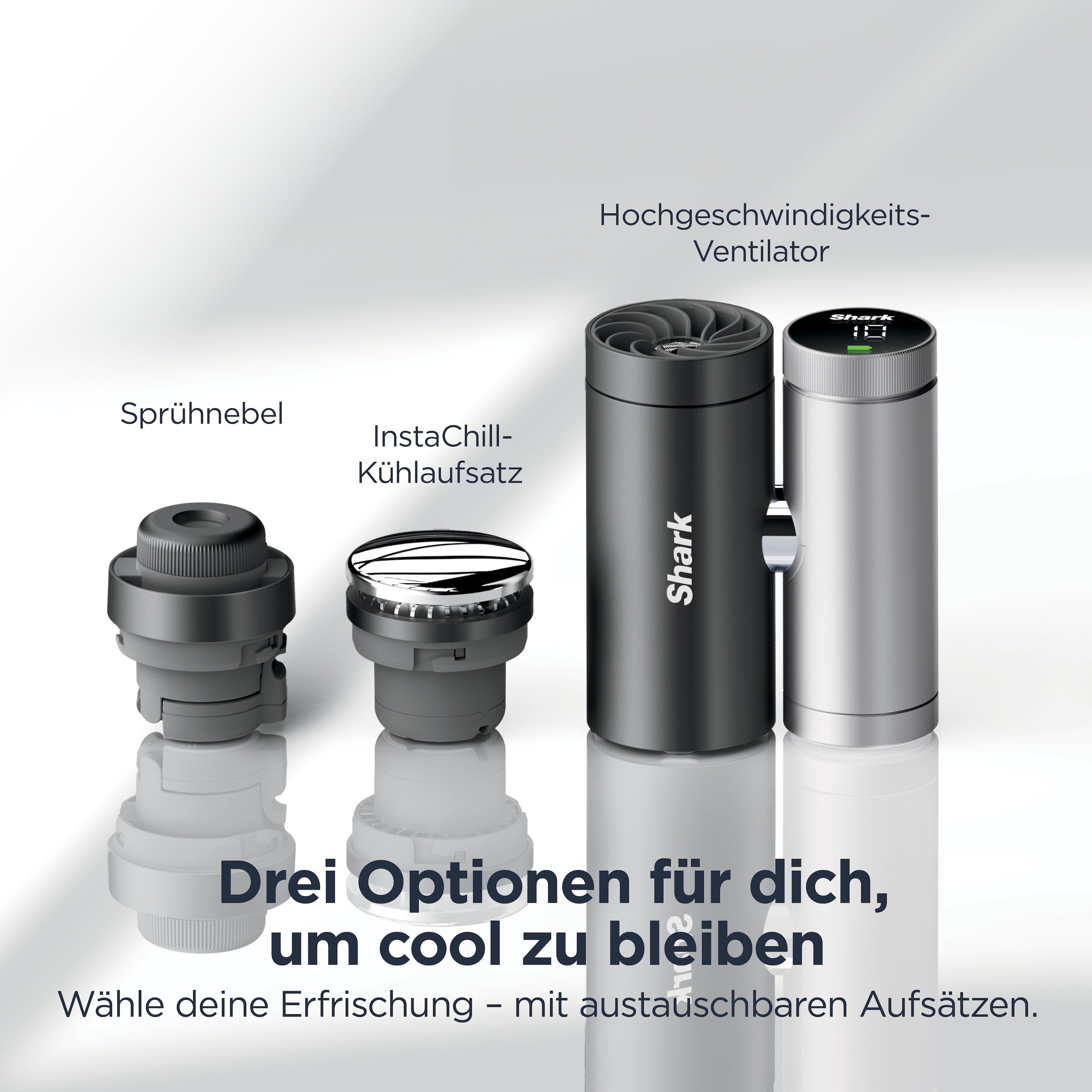 Shark Handventilator »FA022EU ChillPill, 3-in-1 Erfrischungssystem« Abkühlung mit HydroGo Sprühnebel, InstaChill-Kühlplatte