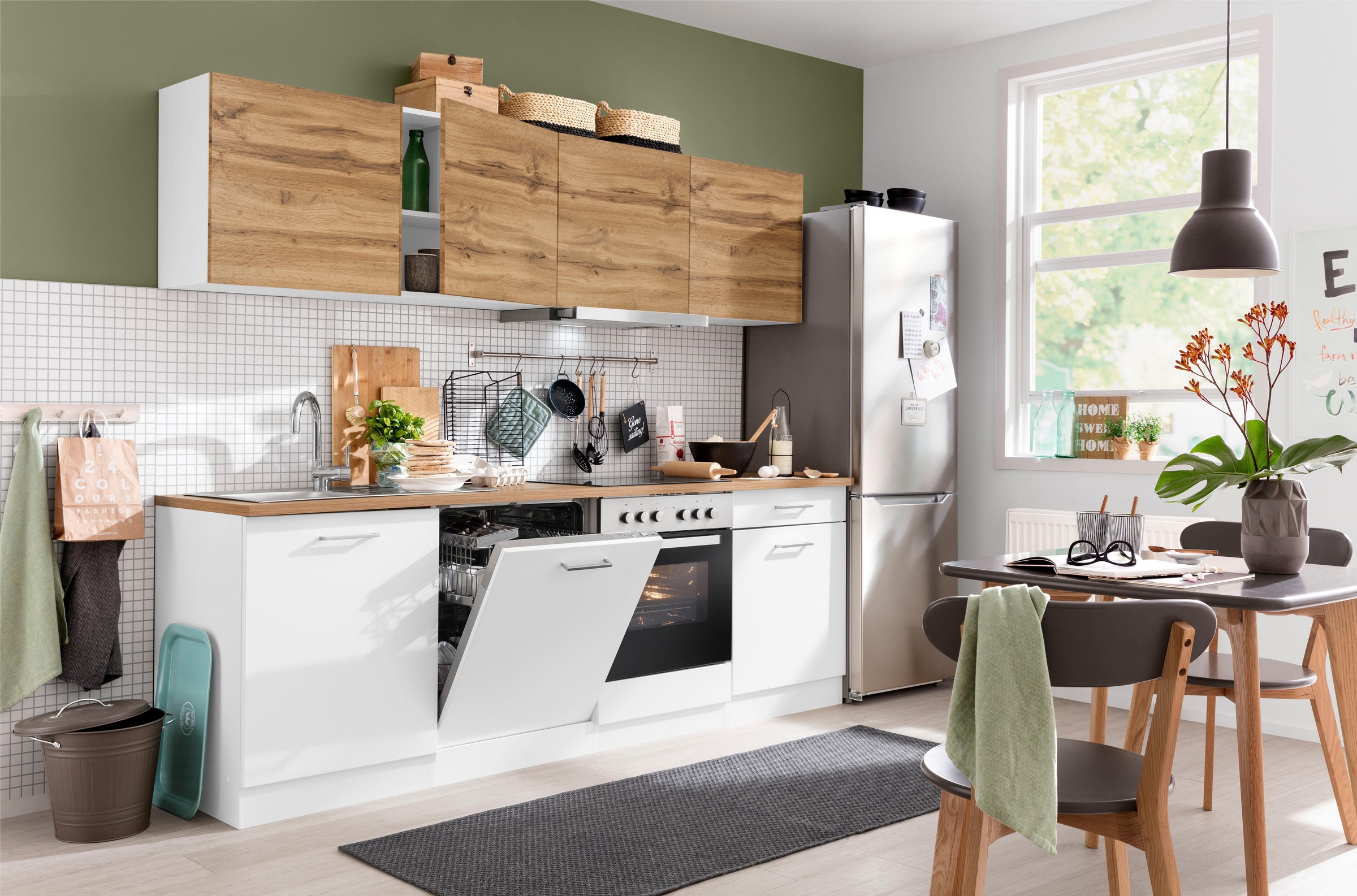 KOCHSTATION Küchenzeile »KS-Kehl«, mit E-Geräten, Breite 240 cm, inkl. Geschirrspülmaschine