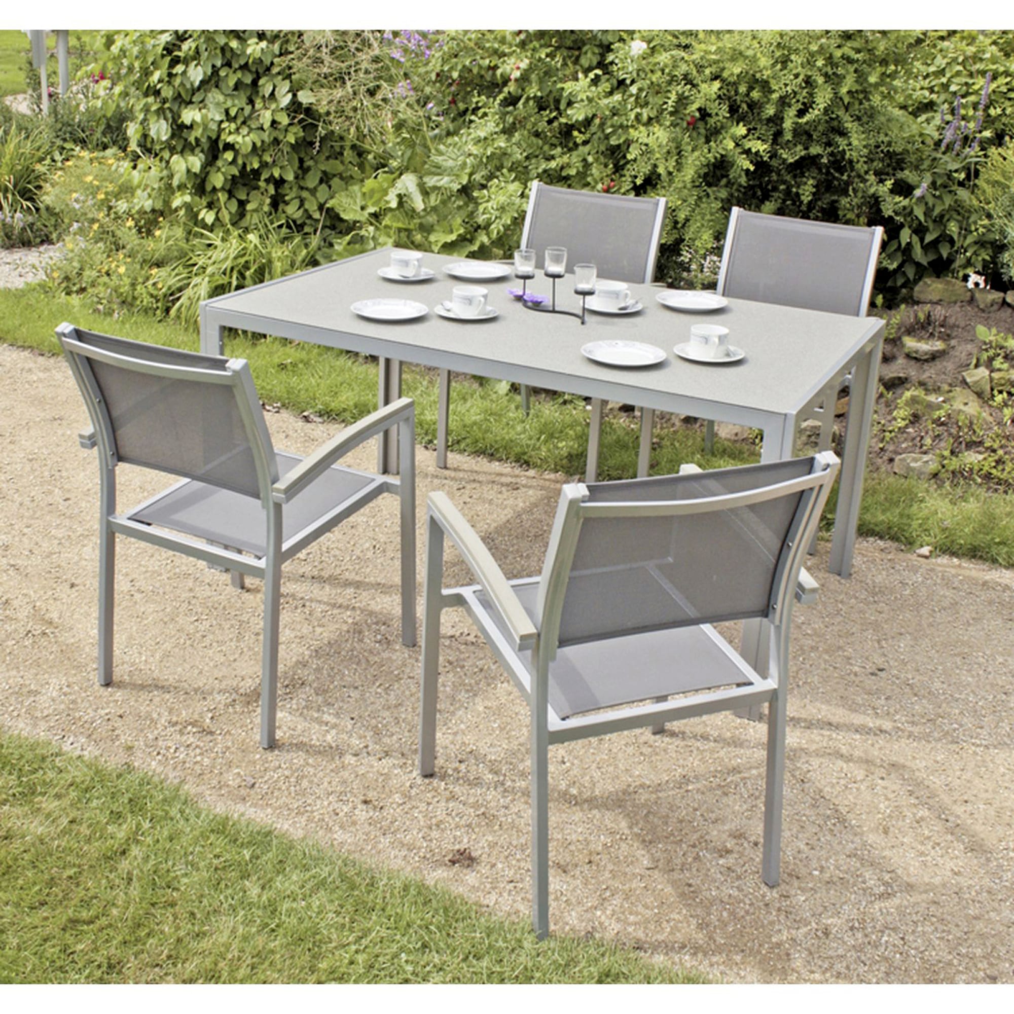 Garden Pleasure Garten-Essgruppe »GRACE« 5 Stk. tlg. mit platzsparenden Sta günstig online kaufen