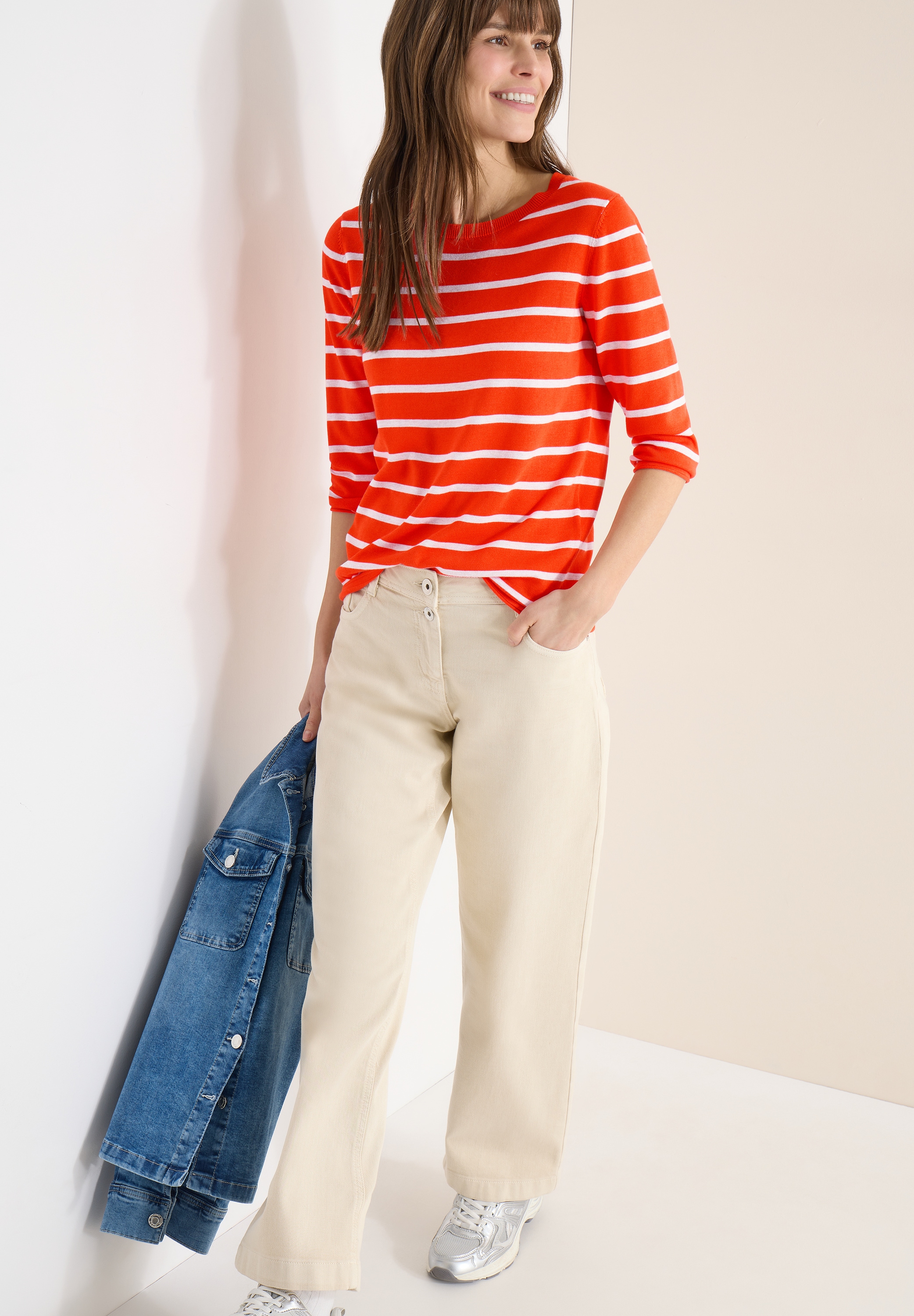 Cecil Strickpullover im Streifen-Look, 3/4-Arm