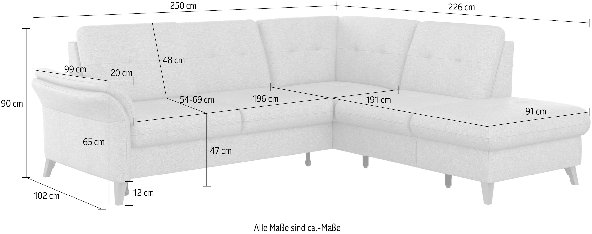sit&more Ecksofa »Göteborg«, inkl. Sitztiefenverstellung, wahlweise mit Bettfunktion & Bettkasten