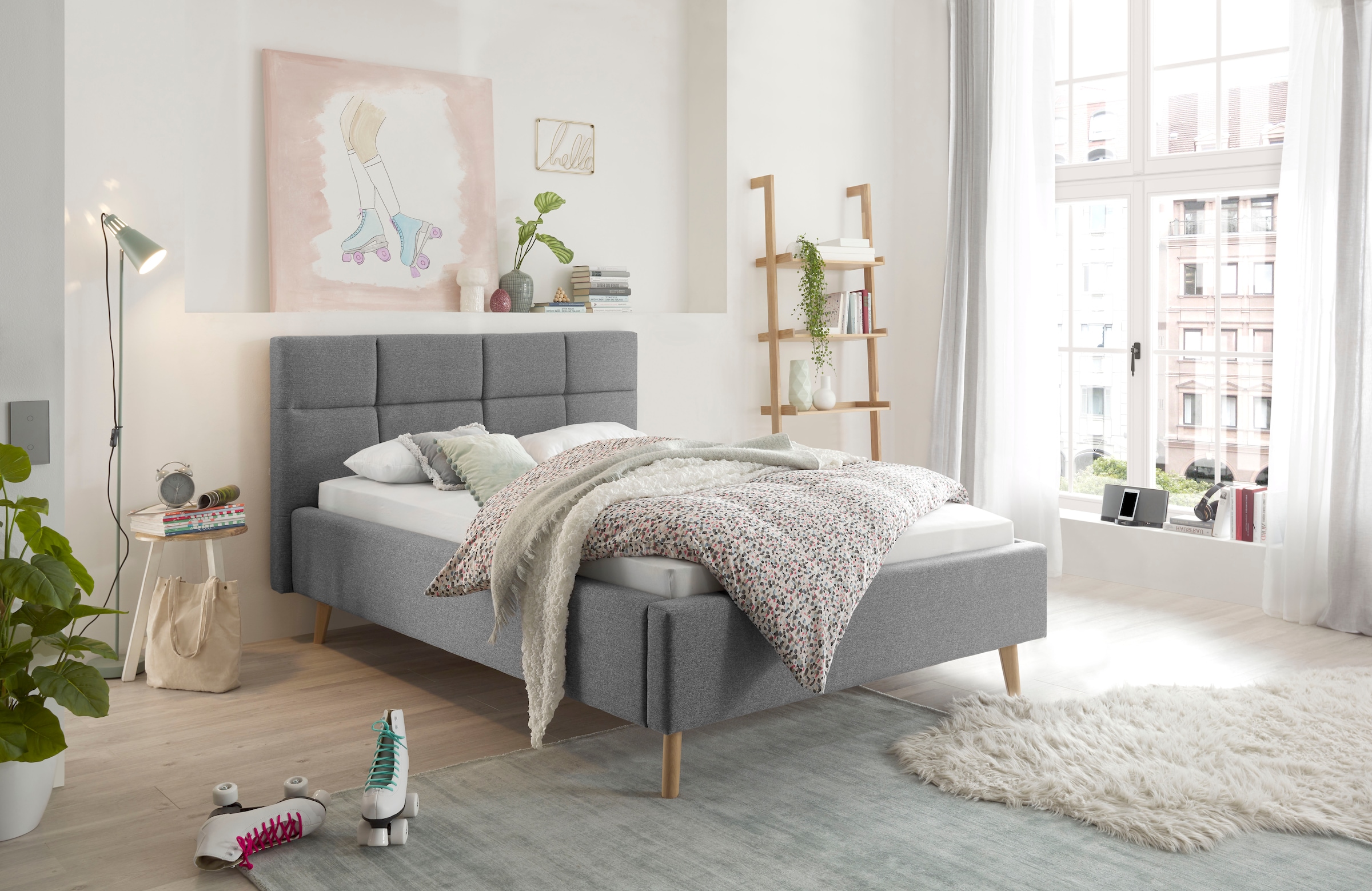 set one by Musterring Polsterbett »Cary« wahlweise mit Matratze und Lattenrost, Füße in Eiche natur