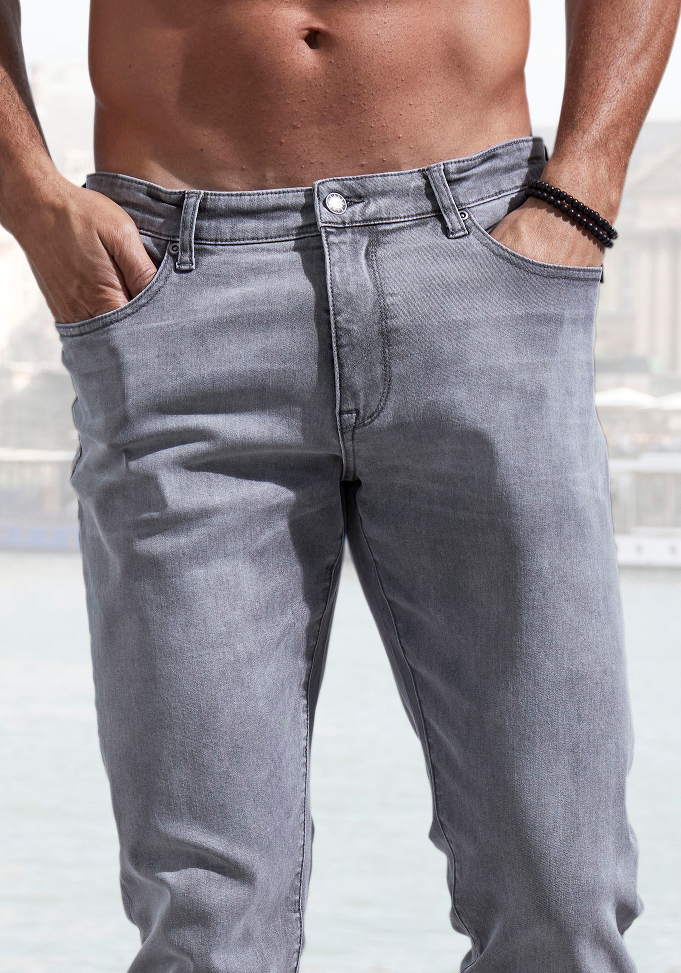 John Devin 5-Pocket-Jeans »Straight-fit Jeans«, aus elastischer Denim-Qualität