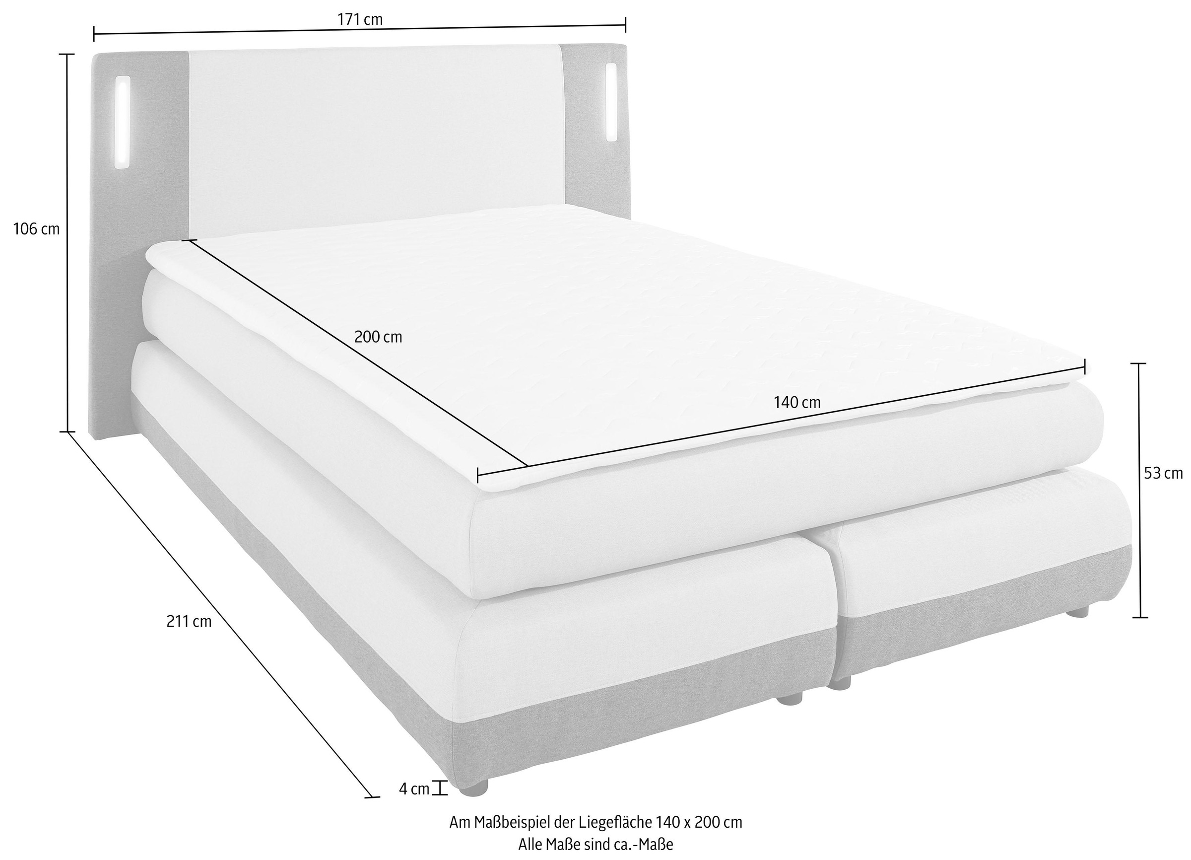 11. Bild von COLLECTION AB Boxspringbett »Abano«, inkl. Topper und LED-Beleuchtung