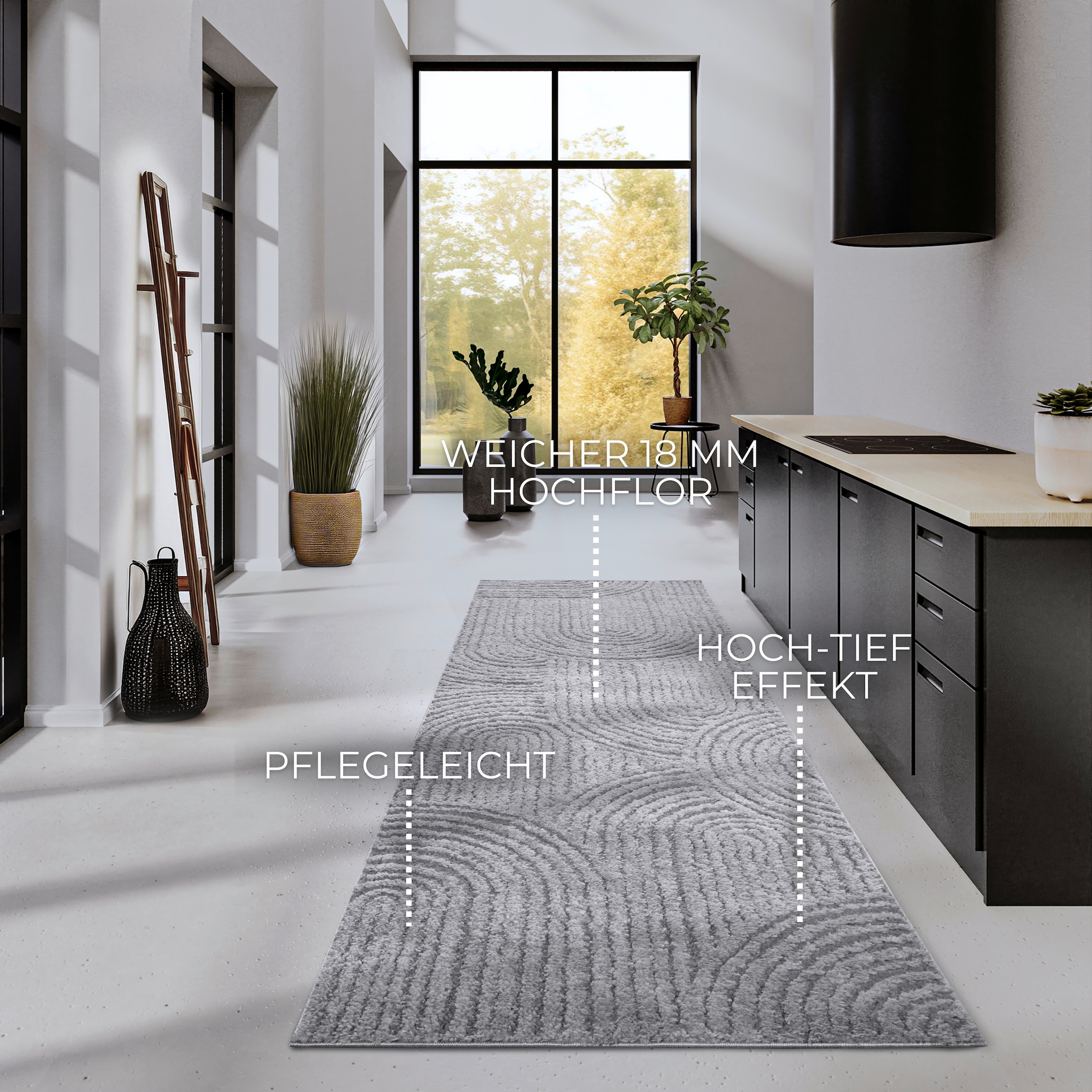 ELLE DECORATION Designteppich »Chappe«, rechteckig, 18 mm Höhe, Shaggy, Läufer, flauschig, weich, Langflor, modern, Hoch Tief Effekt