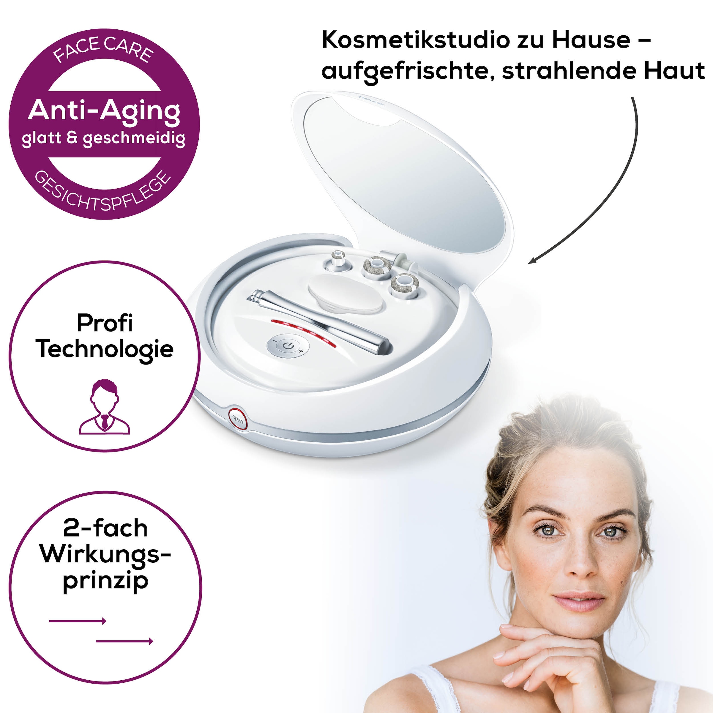 BEURER Mikrodermabrasionsgerät »FC 100 für ein revitalisierendes Peeling«, Mit 5 Intensitätsstufen und 3 hochwertigen Aufsätzen