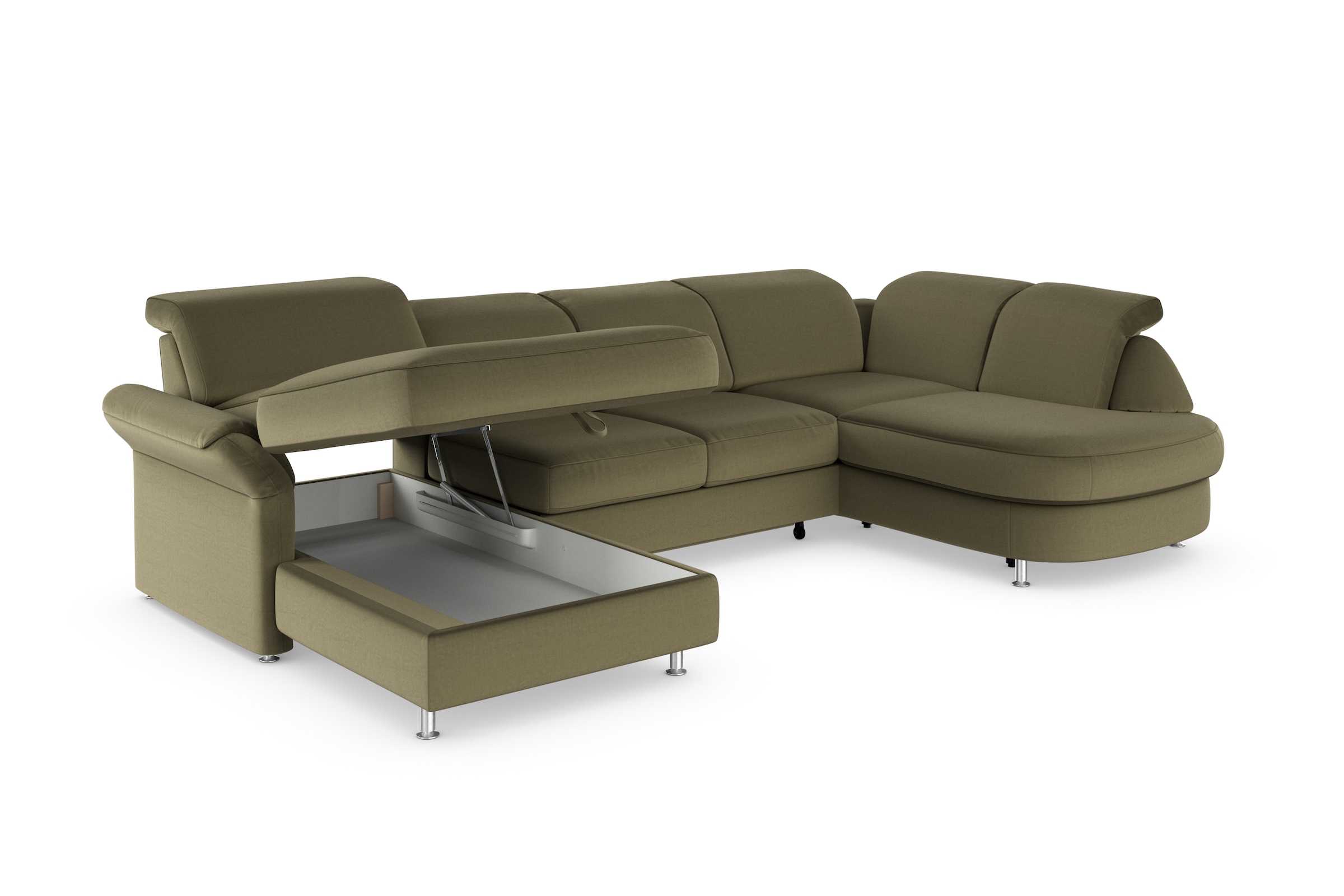 sit&more Wohnlandschaft »Apulia U-Form«, wahlweise Bettfunktion, Bettkasten und Kopf- und Armteilverstellung