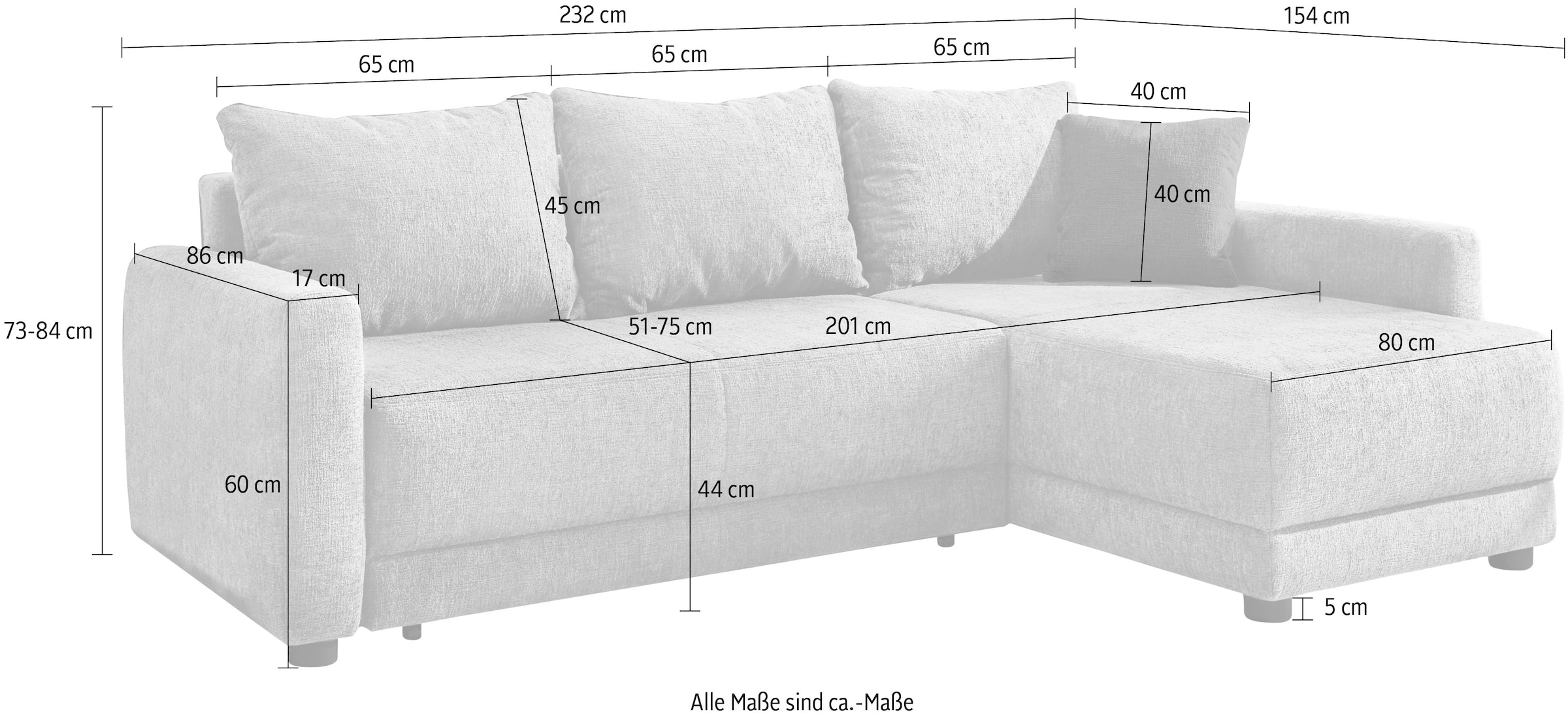 Jockenhöfer Gruppe Ecksofa »Venezia, inklusive Bettfunktion und Bettkasten« Ottomane links oder rechts montierbar, inkl. Rücken- und Zierkissen