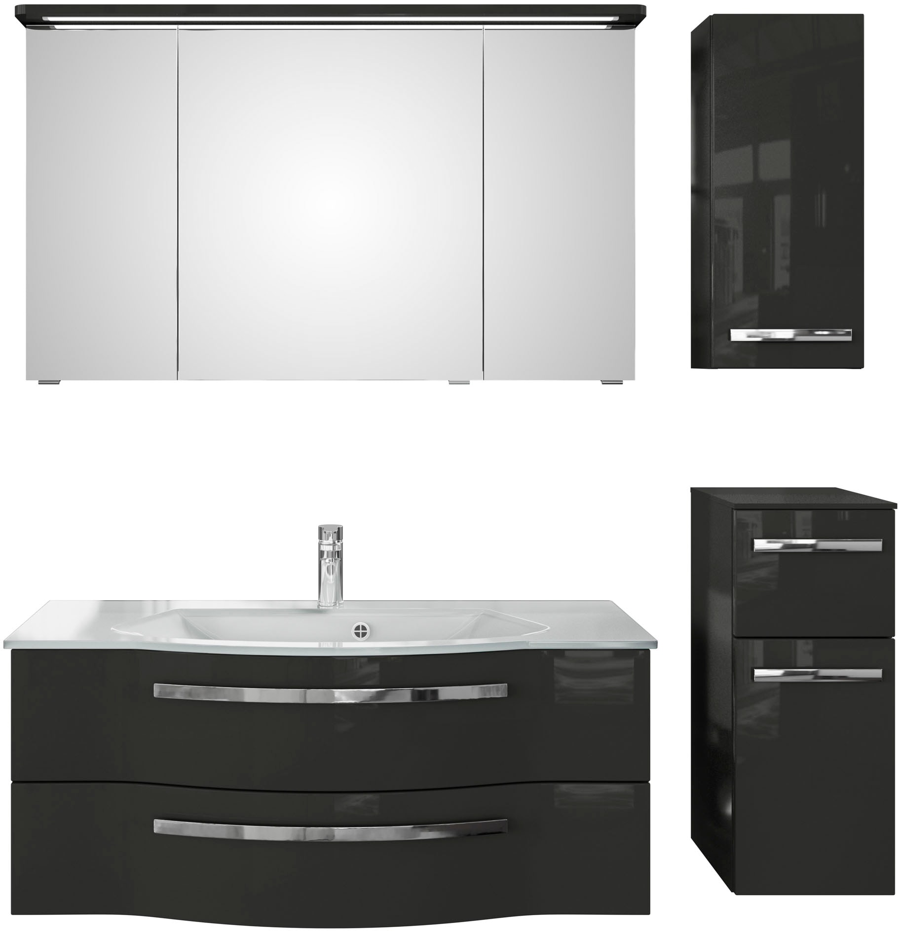 Saphir Badmöbel-Set »Serie 4005, vormontiert, Glaswaschbecken, Spiegelschra günstig online kaufen