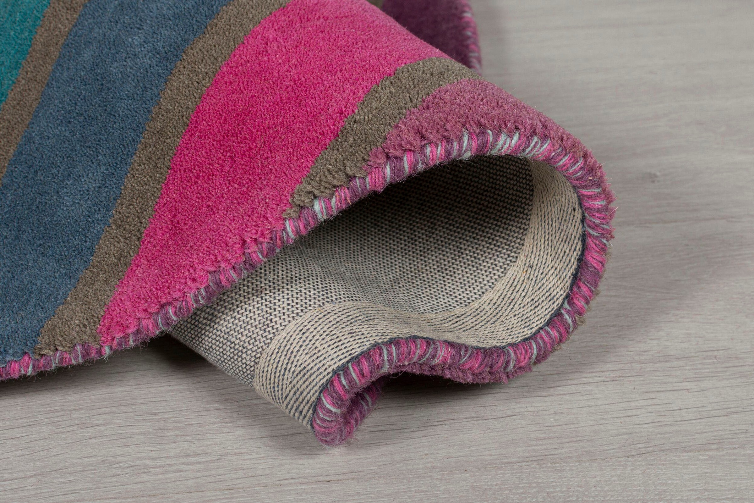 FLAIR RUGS Wollteppich »Candy«, rund, 10 mm Höhe, aus 100% Wolle, Design mit Streifen, mehrfarbig gemustert, bunt