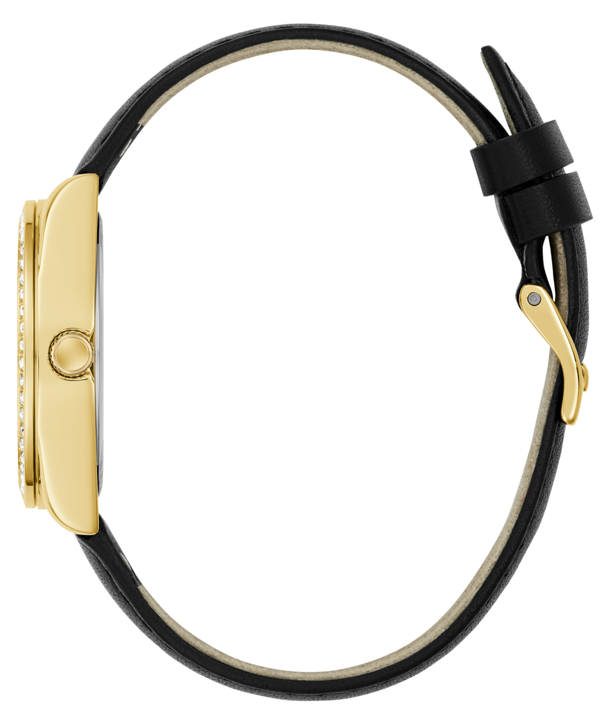Guess Quarzuhr »BOA«, Armbanduhr, Damenuhr, Lederarmband, Kristallsteine