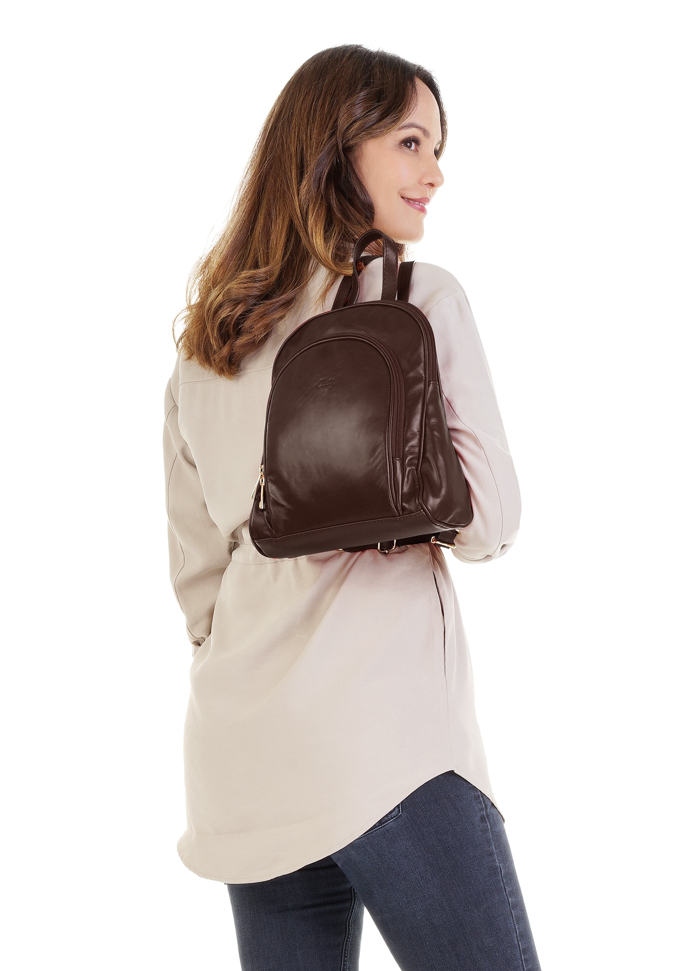 Cluty Cityrucksack, echt Leder, Made in Italy