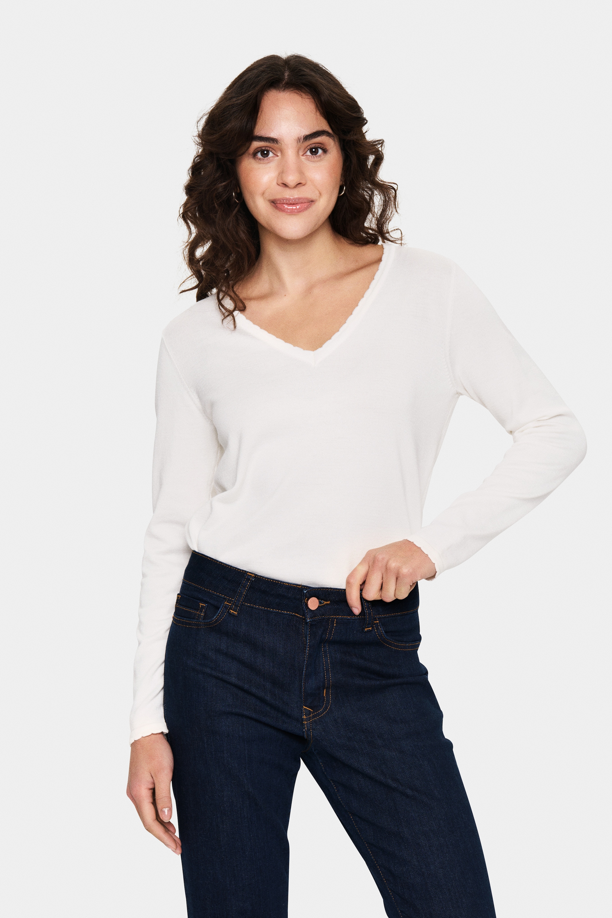 Saint Tropez Strickpullover »MilaSZ LS V-Neck Pullover« Viskosemischung, Regular fit