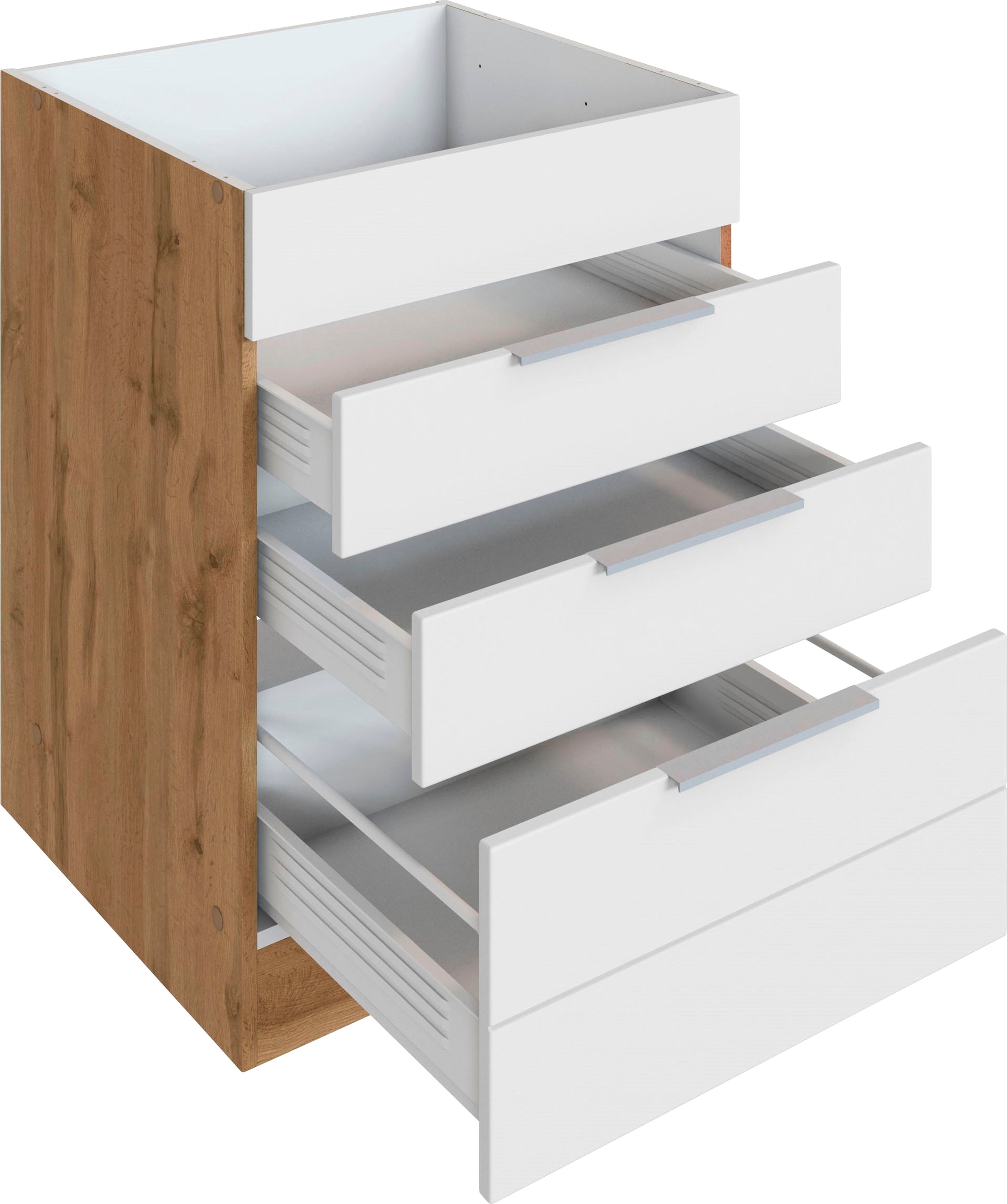 KOCHSTATION Kochfeldumbauschrank »KS-Luhe« 60 cm breit, hochwertige MDF-Fronten mit waagerechter Lisene