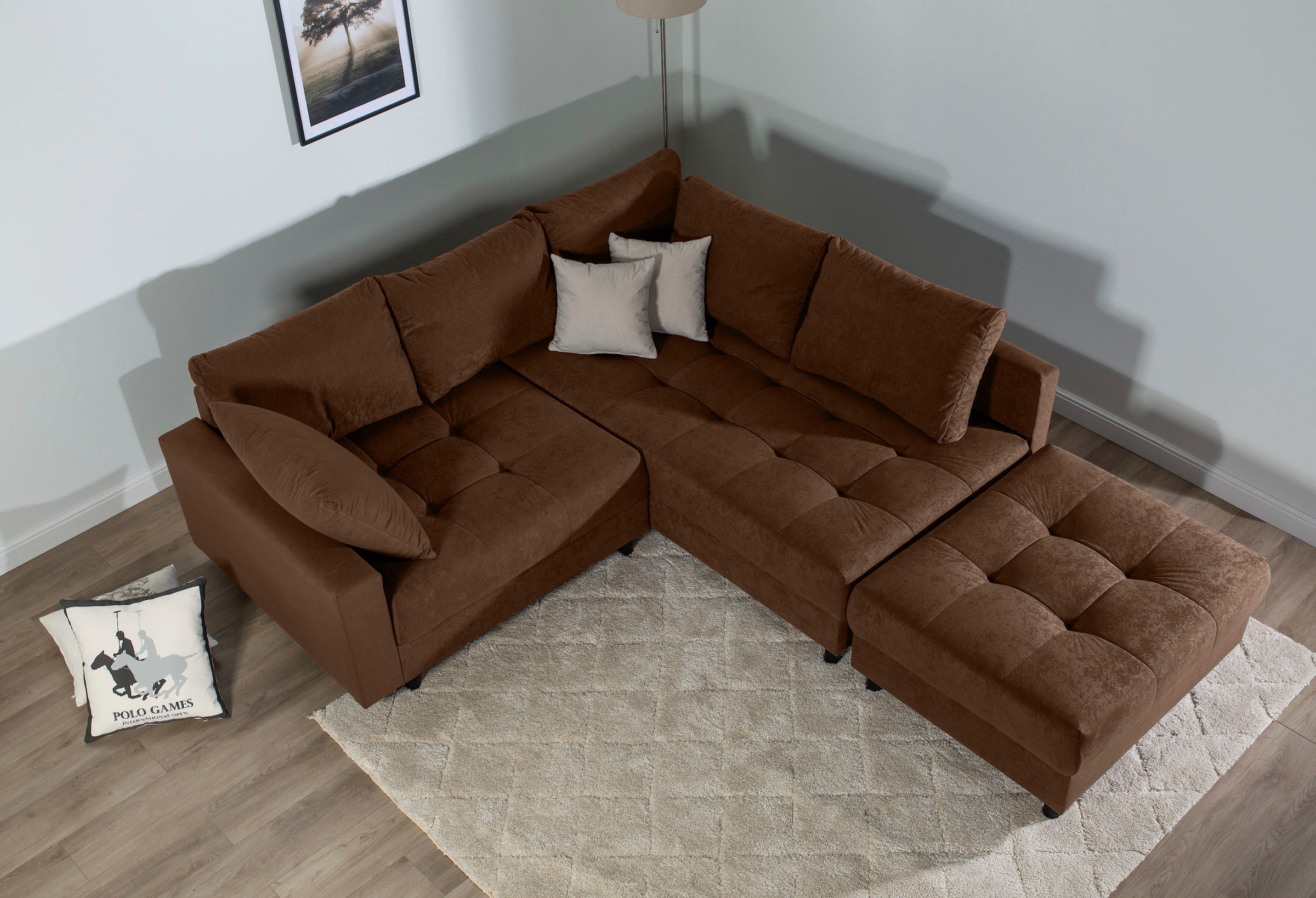 Home affaire Ecksofa »Toni L-Form«, Ottomane beidseitig montierbar, Federkern-Polsterung