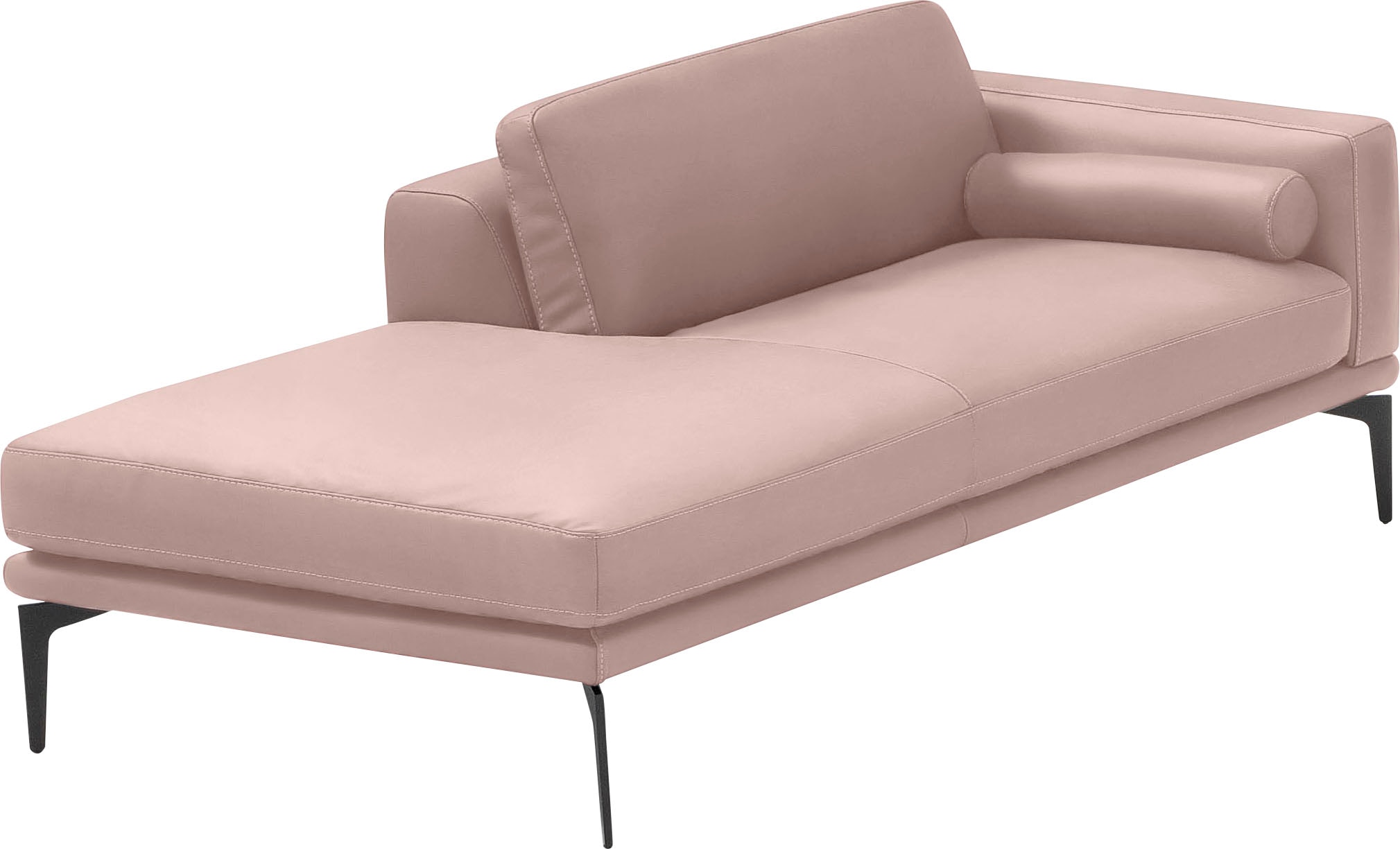 Egoitaliano Ottomane »Masu, Design trifft super Sitzkomfort, mit toller Detailverarbeitung«, Rückenkissen und Armteilrolle für mehr Komfort, mit Metallfüßen