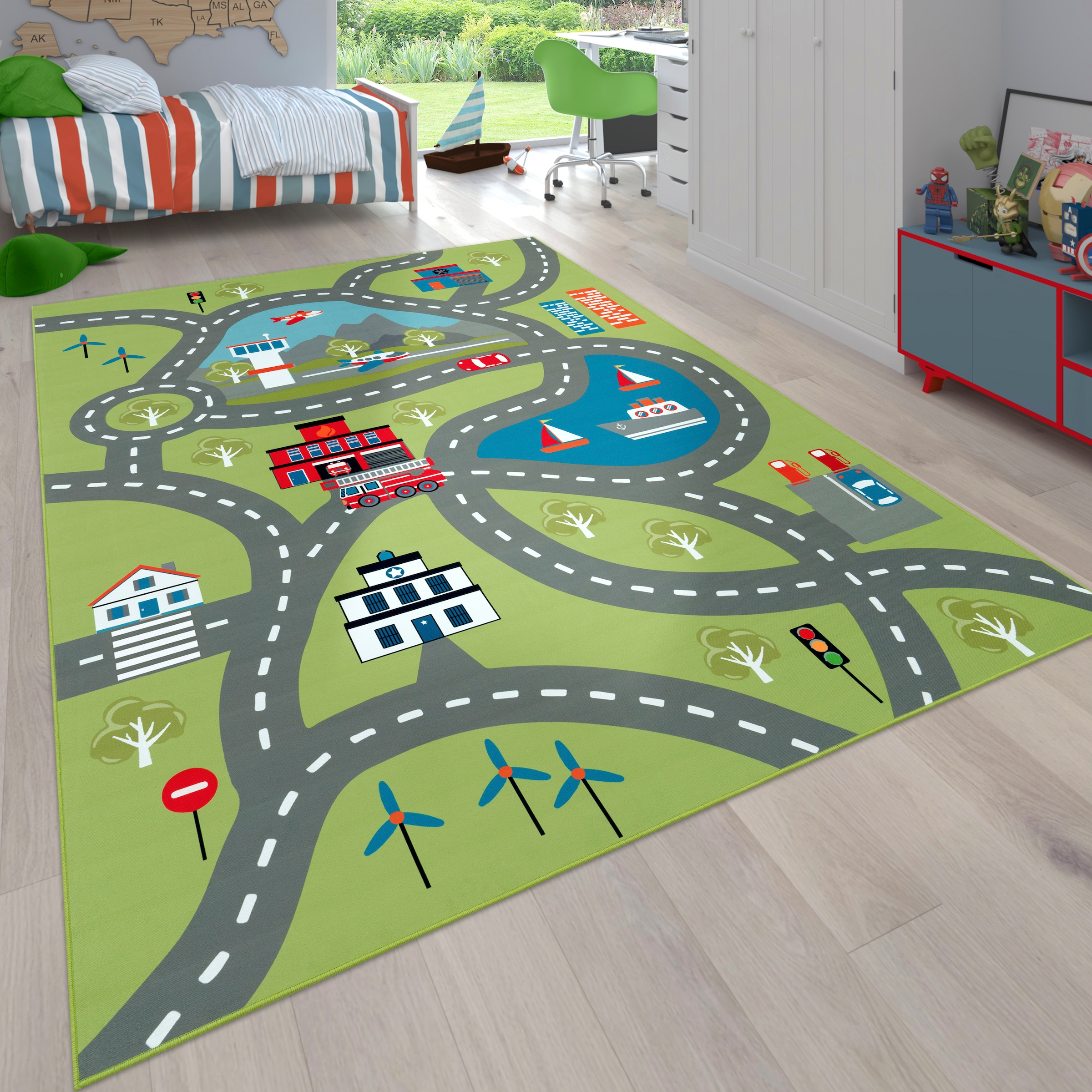 Paco Home Kinderteppich »Bino 562«, rechteckig, 4 mm Höhe, Kurzflor, Straße günstig online kaufen