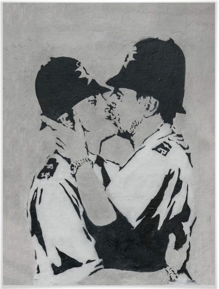 Menschen, (1 kaufen Rechnung St.), Wandbild, Policemen«, Bild, auf Bilder Poster Kissing Poster, »Graffiti Wandposter Wall-Art