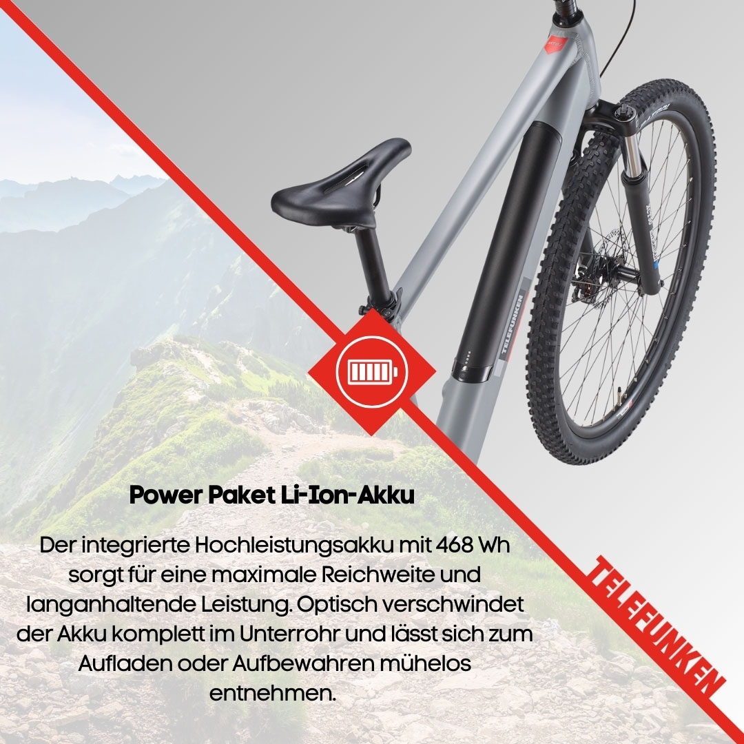Telefunken E-Bike »Aufsteiger M921«, 7 Gang, Shimano, Heckmotor 250 W, (29 Zoll, Scheibenbremsen), Pedelec, Elektrofahrrad für Damen u. Herren, MTB