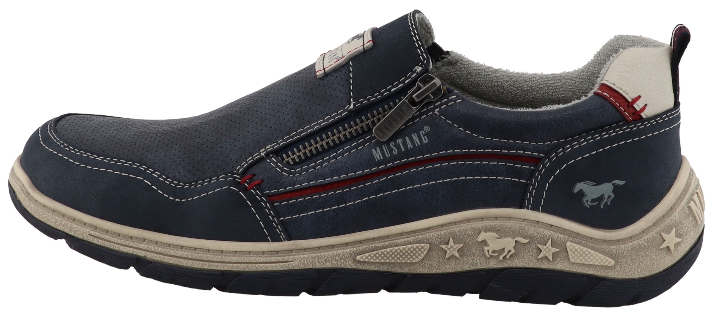 Mustang Shoes Slipper »Benedetto«  Freizeitschuh, Halbschuh, Slipper mit seitlichem Reißverschluss