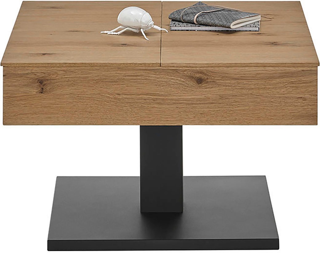 MCA FURNITURE Couchtisch »ASHTON mit Aufklappfunktion« HWP Eiche furniert, Korpus quadratisch, Metall schwarz, belastbar 25kg naturfarben + schwarz...