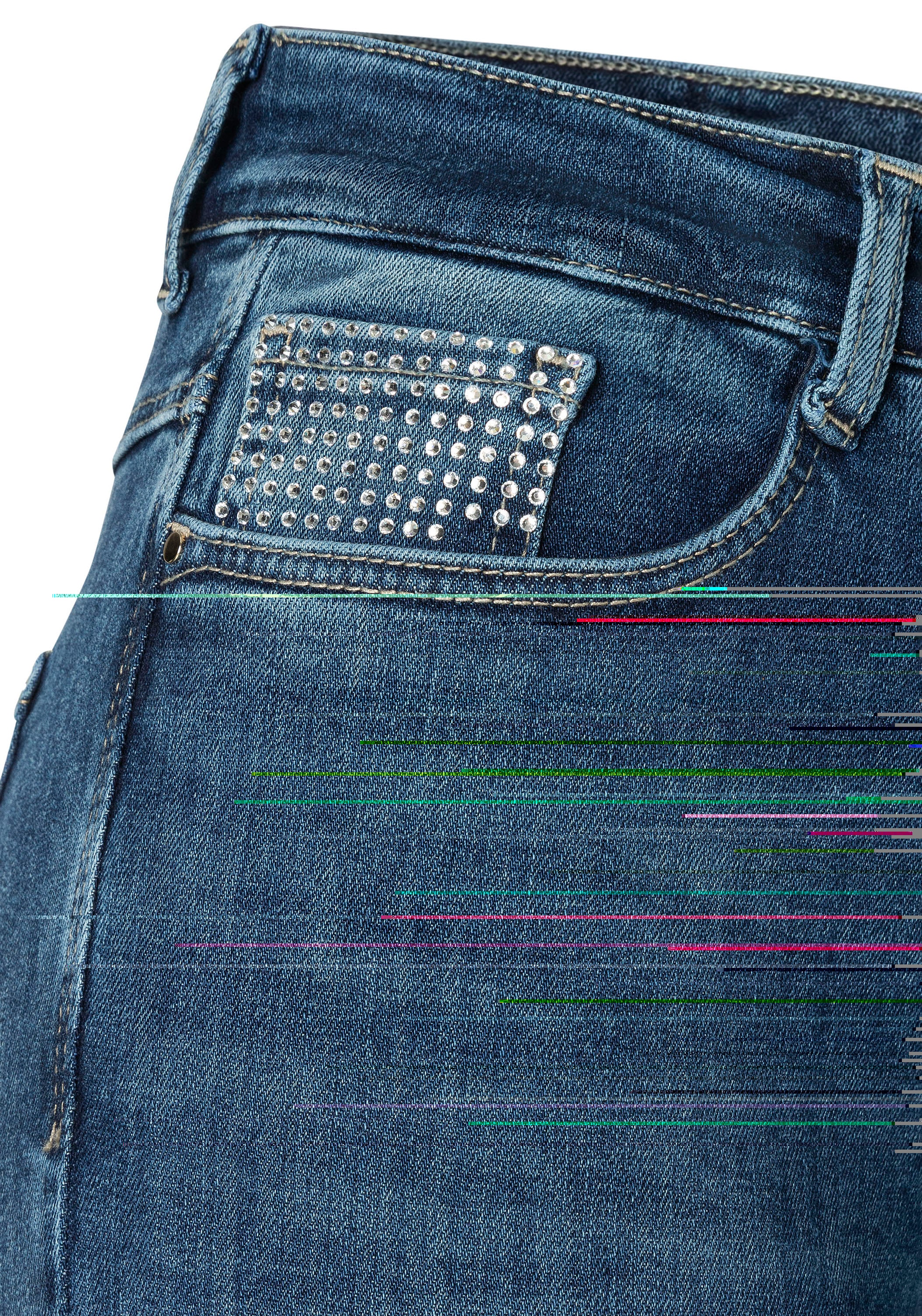 MAC Bootcut-Jeans »DREAM BOOT« Figurformender Shaping-Effekt, Glitzerdetails an Vordertasche