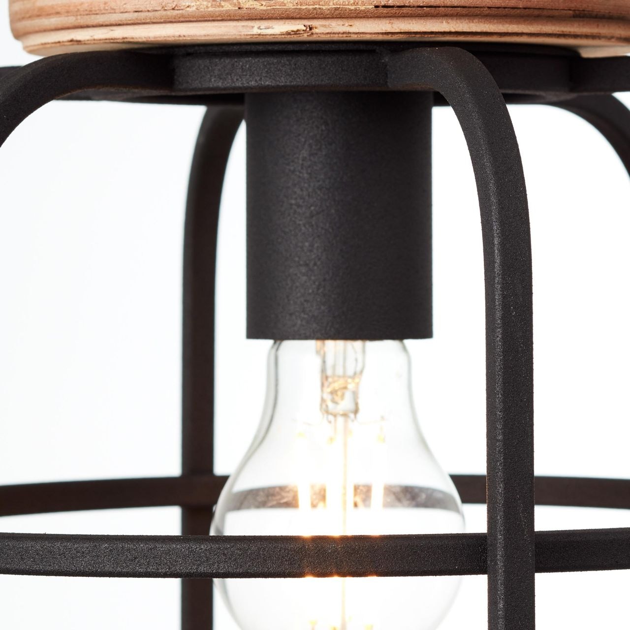 Brilliant Pendelleuchte »Gwen«, 1 flammig, Leuchtmittel E27 | ohne Leuchtmittel, 147 cm Höhe, Ø 25 cm, E27, Metall/Holz, antik holz/schwarz korund