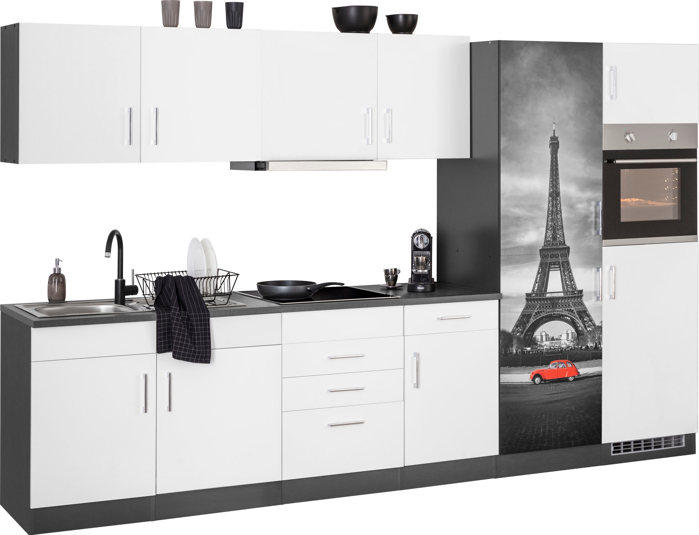 HELD MÖBEL Küchenzeile »Paris«, mit E-Geräten, Breite 330 cm, wahlweise mit Induktionskochfeld