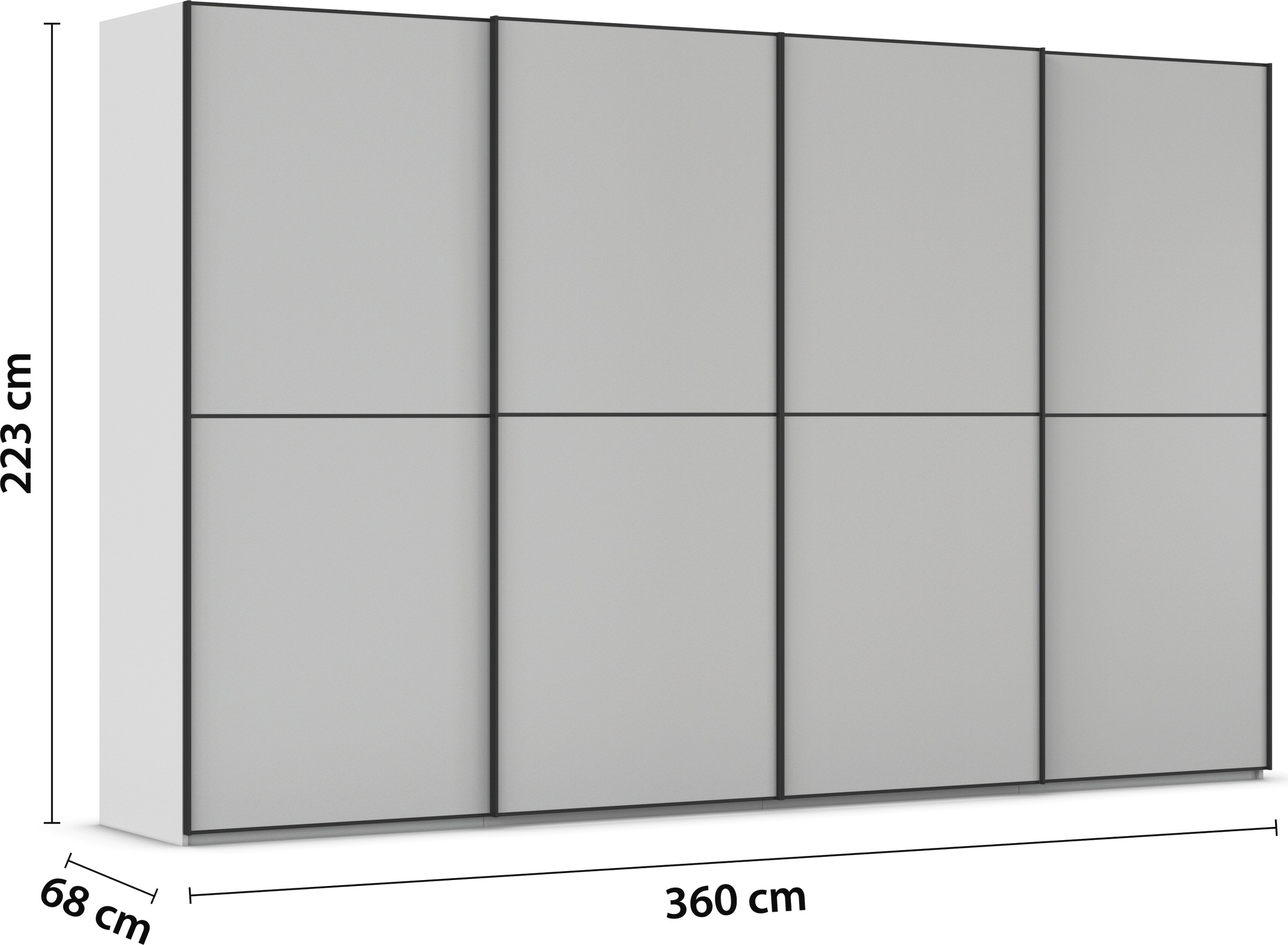 rauch Schwebetürenschrank »Kleiderschrank Schrank Garderobe Schlafzimmerschrank SCALE-DUO«, edle zweigeteilte Türen und 3 Zierleisten MADE IN GERMANY