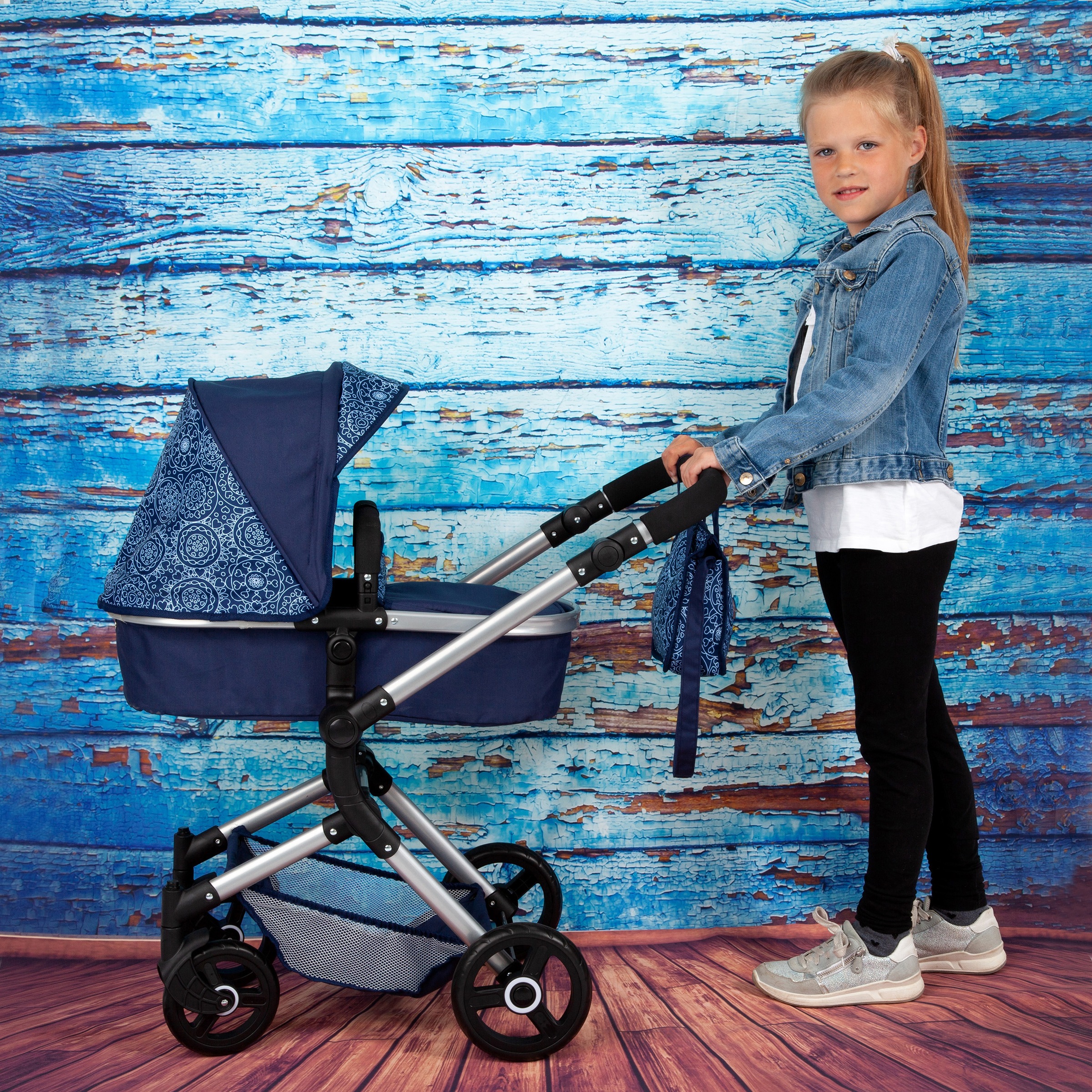 Bayer Kombi-Puppenwagen »Vario, Blau«, inkl. Wickeltasche