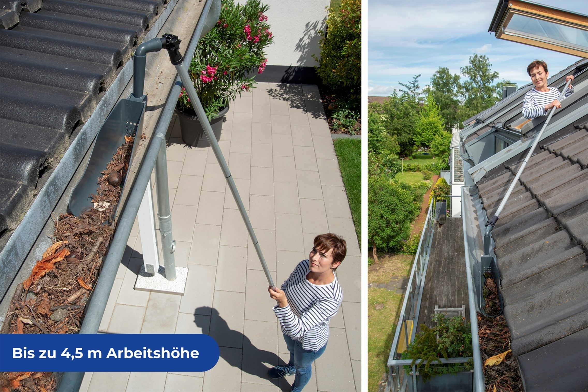 Maximex Dachrinnenreiniger »Dachrinnenschaufel Modell Maxi« aus Kunststoff | Metall mit Teleskopstiel, Reinigen ohne Leiter