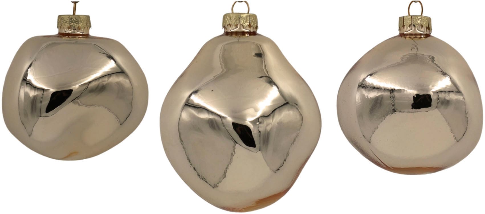 Leonique Weihnachtsbaumkugel »Birdelle glänzend, Weihnachtsdeko,  Christbaumschmuck, Christbaumkugeln«, (Set, 12 St.), Baumkugeln in organischer  Form, Ø ca. 6 cm, organische Kugeln aus Glas kaufen