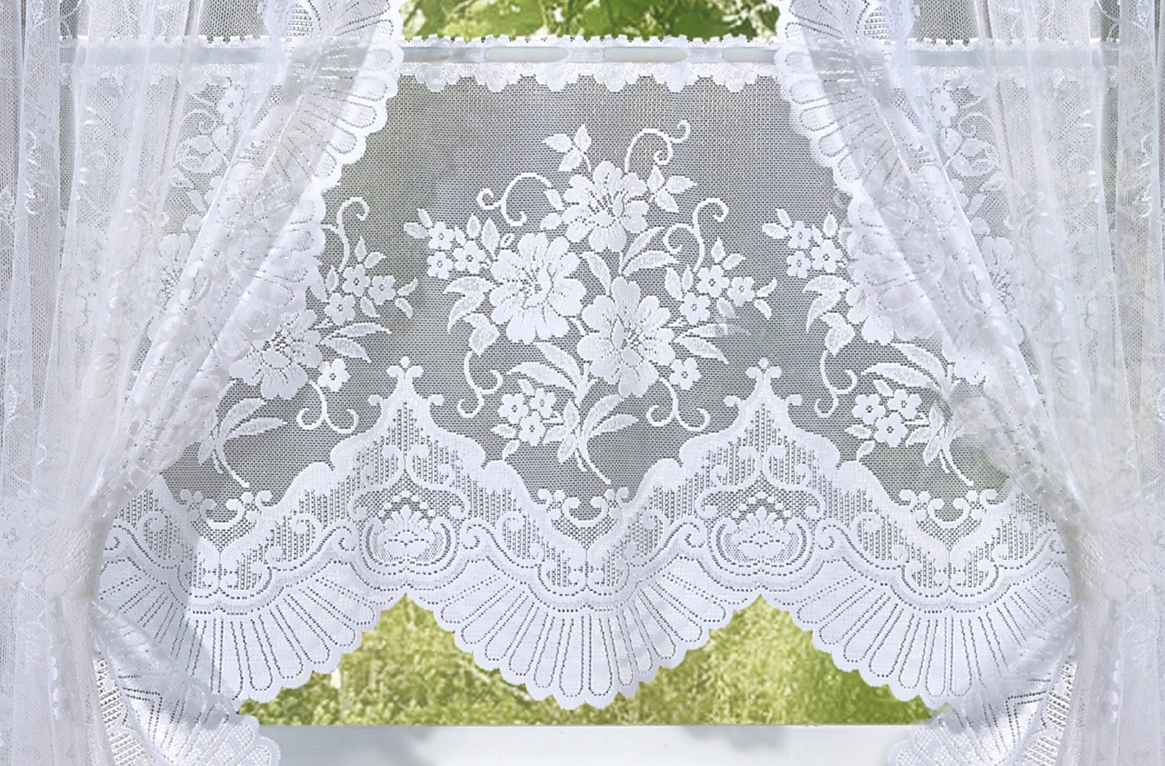 Weckbrodt Scheibengardine »Siena«, (1 St.), Bistro, Jacquard, floral, halbt günstig online kaufen