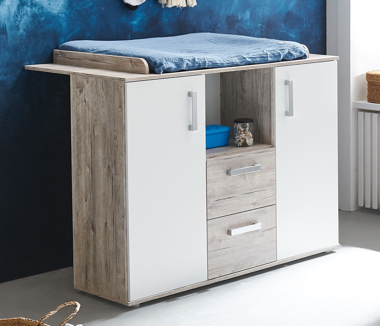 arthur berndt Babyzimmer-Komplettset »Bente«, (Set, 3 tlg., Kinderbett, Schrank, Wickelkommode), Made in Germany; mit Kinderbett, Schrank und Wickelkommode