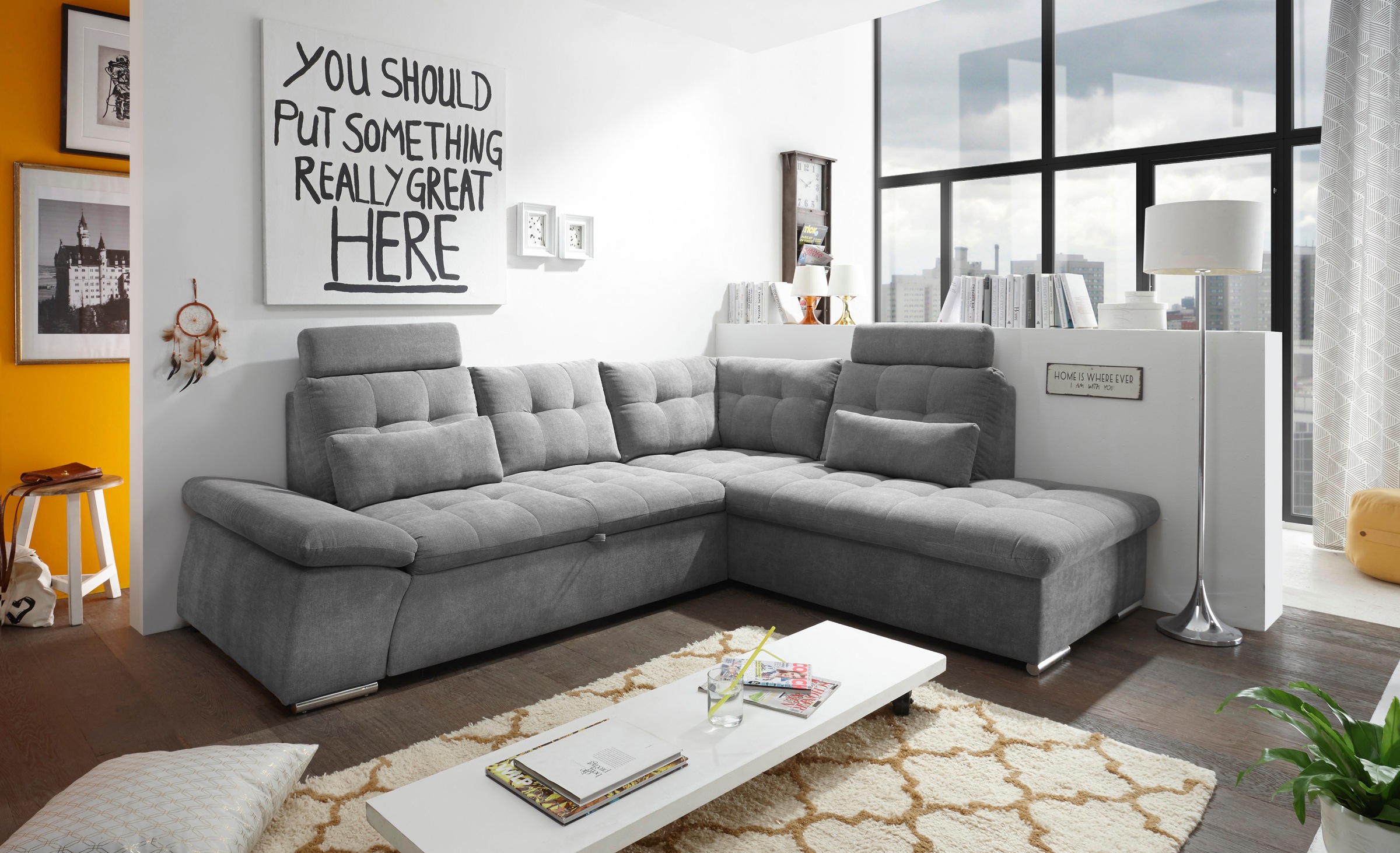 ED EXCITING DESIGN Ecksofa "Nalo L-Form", mit Bettfunktion, Armteilverstell günstig online kaufen