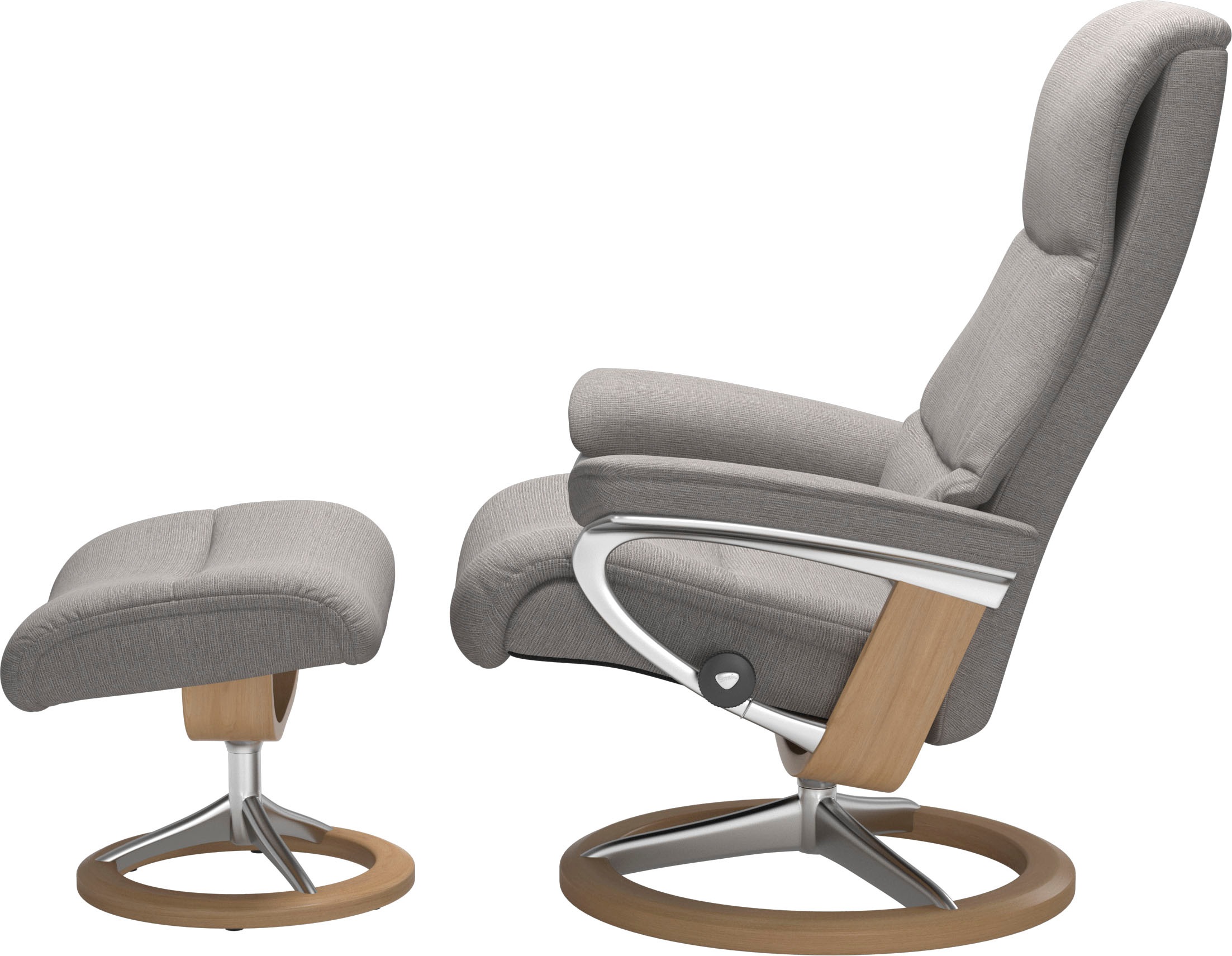 Stressless® Relaxsessel »View«, (Set, Relaxsessel mit Hocker), mit Signature Base, Größe M,Gestell Eiche