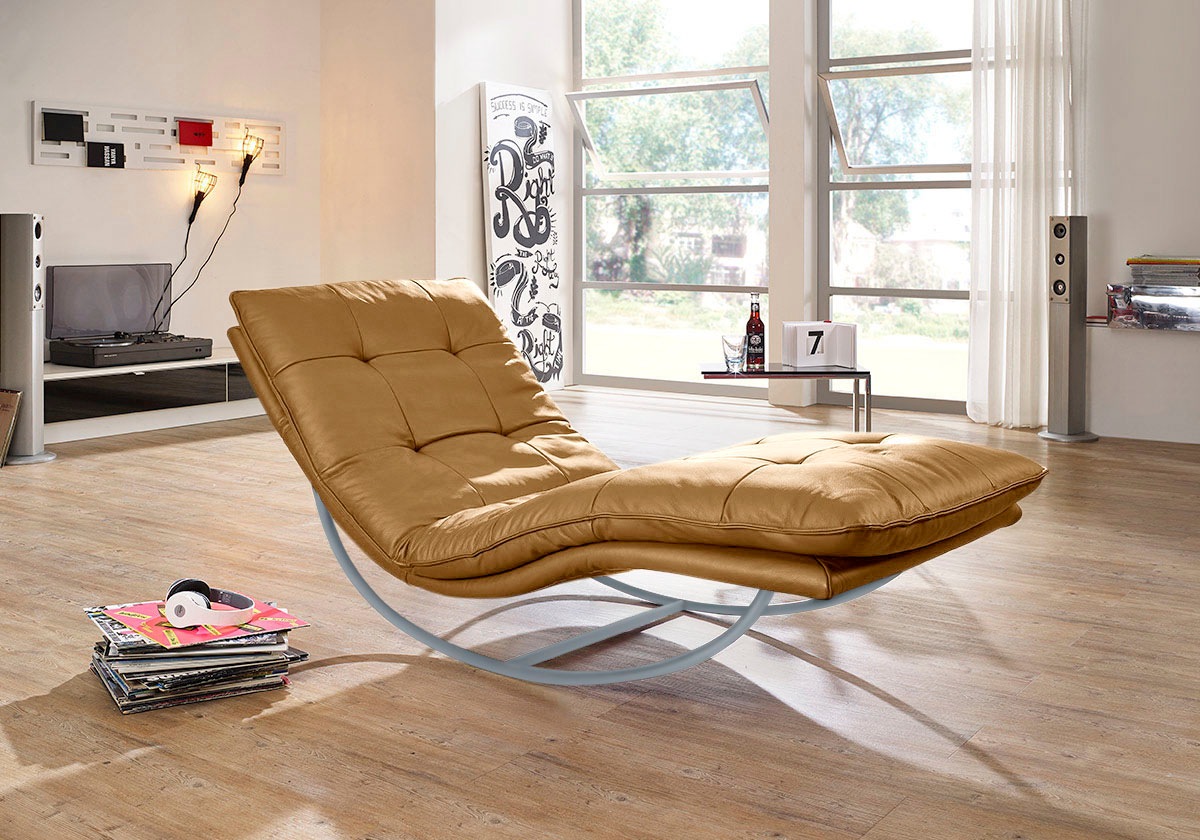 W.SCHILLIG Relaxliege »daily dreams«, in Waffelkissen-Optik, Schaukelgestell silber matt, in 2 Breiten