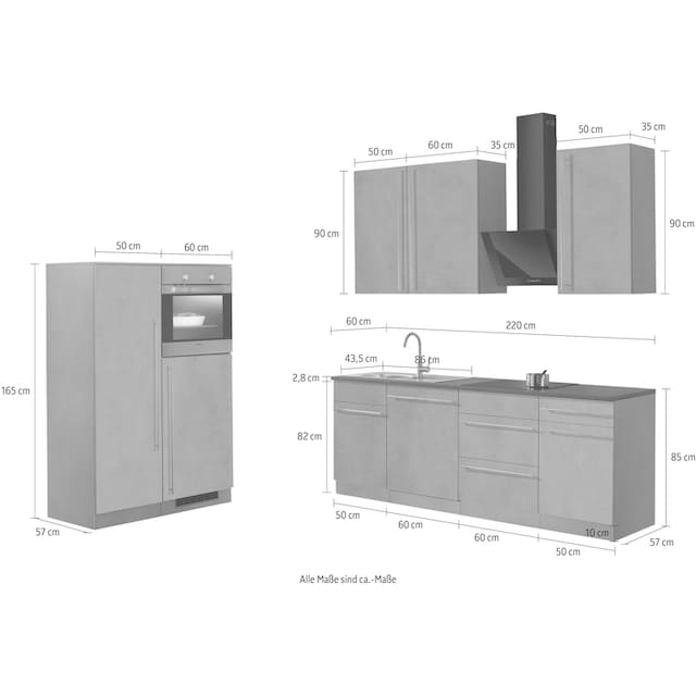 wiho Küchen Küchenzeile »Chicago«, mit E-Geräten, Gesamtbreite 330 cm auf  Rechnung bestellen