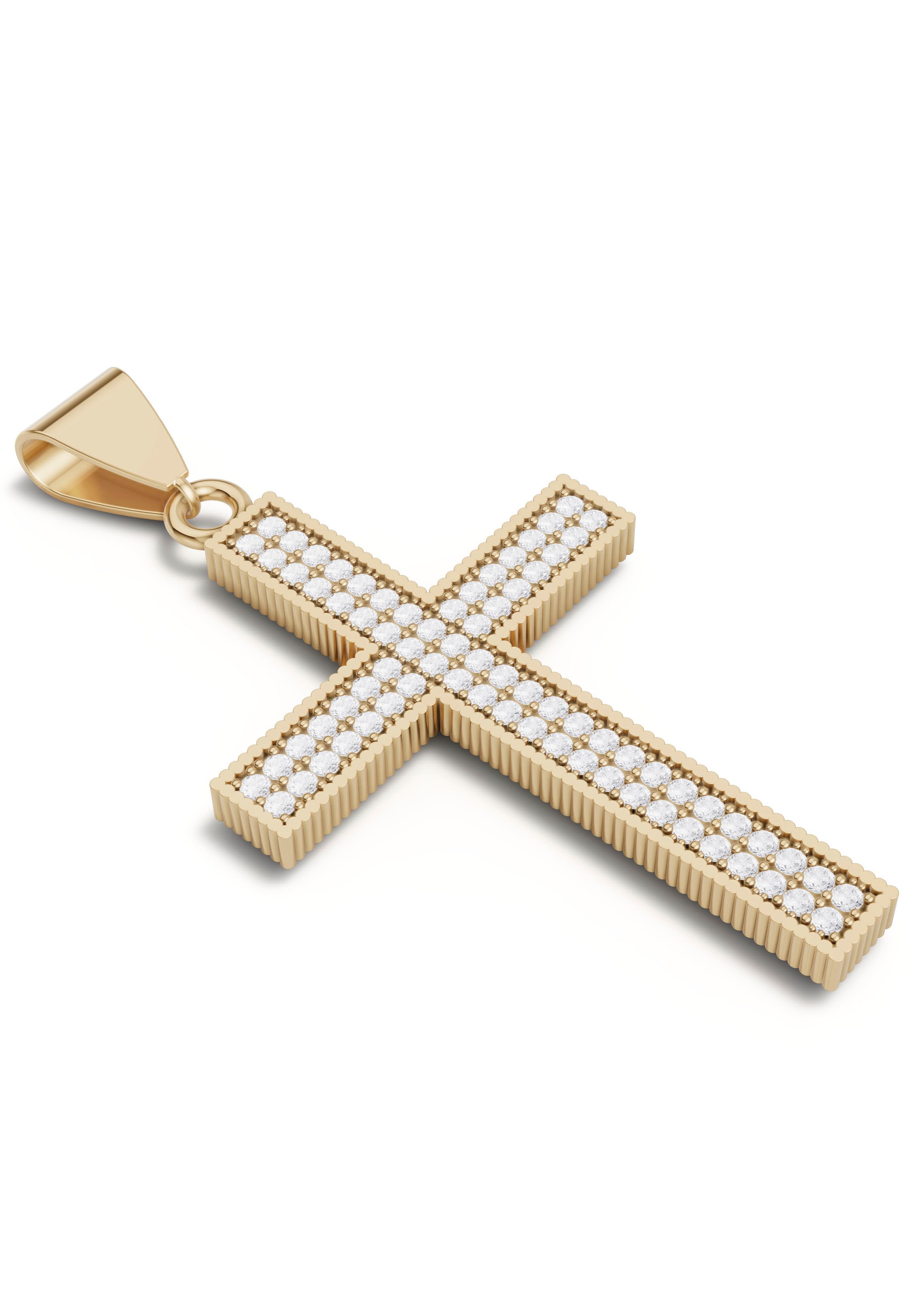 Firetti Kreuzanhänger »Schmuck Geschenk Gold 375 Halsschmuck Anhänger Halskette Kreuz«, mit Zirkonia (synth.)