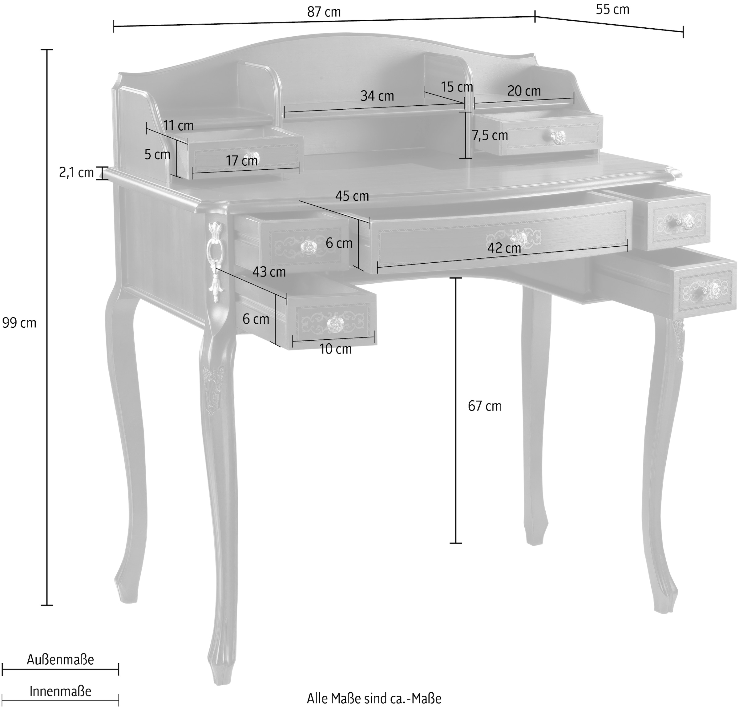 Home affaire Schreibtisch »Visconte«, Breite 87 cm
