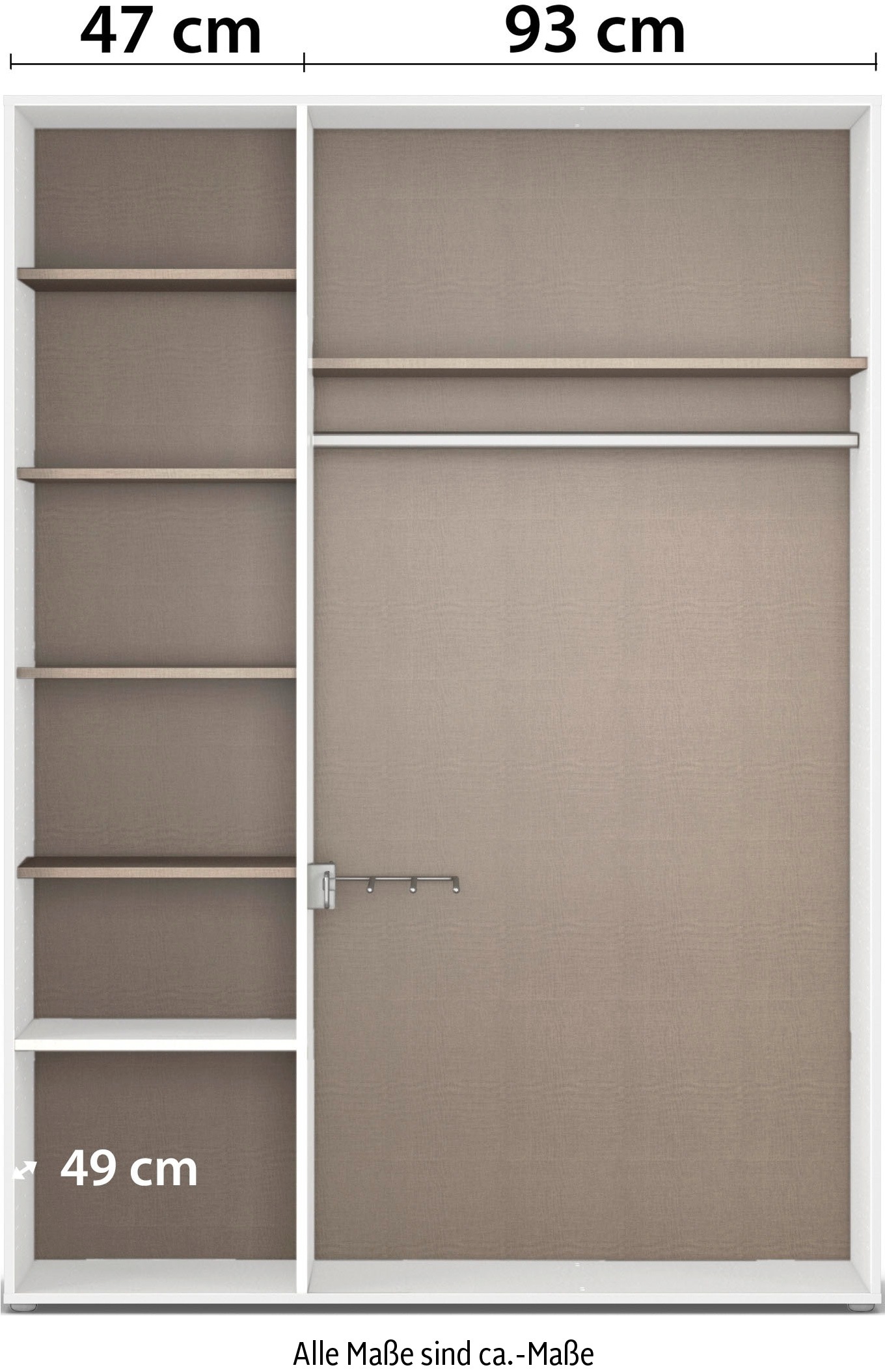 rauch Drehtürenschrank »Kleiderschrank Schrank Garderobe Wäscheschrank VOYAGER«, (in 3 verschiedenen Ausstattungen BASIC/CLASSIC/PREMIUM), moderne Griffe in Graumetallic mit Außenschubkästen MADE IN GERMANY