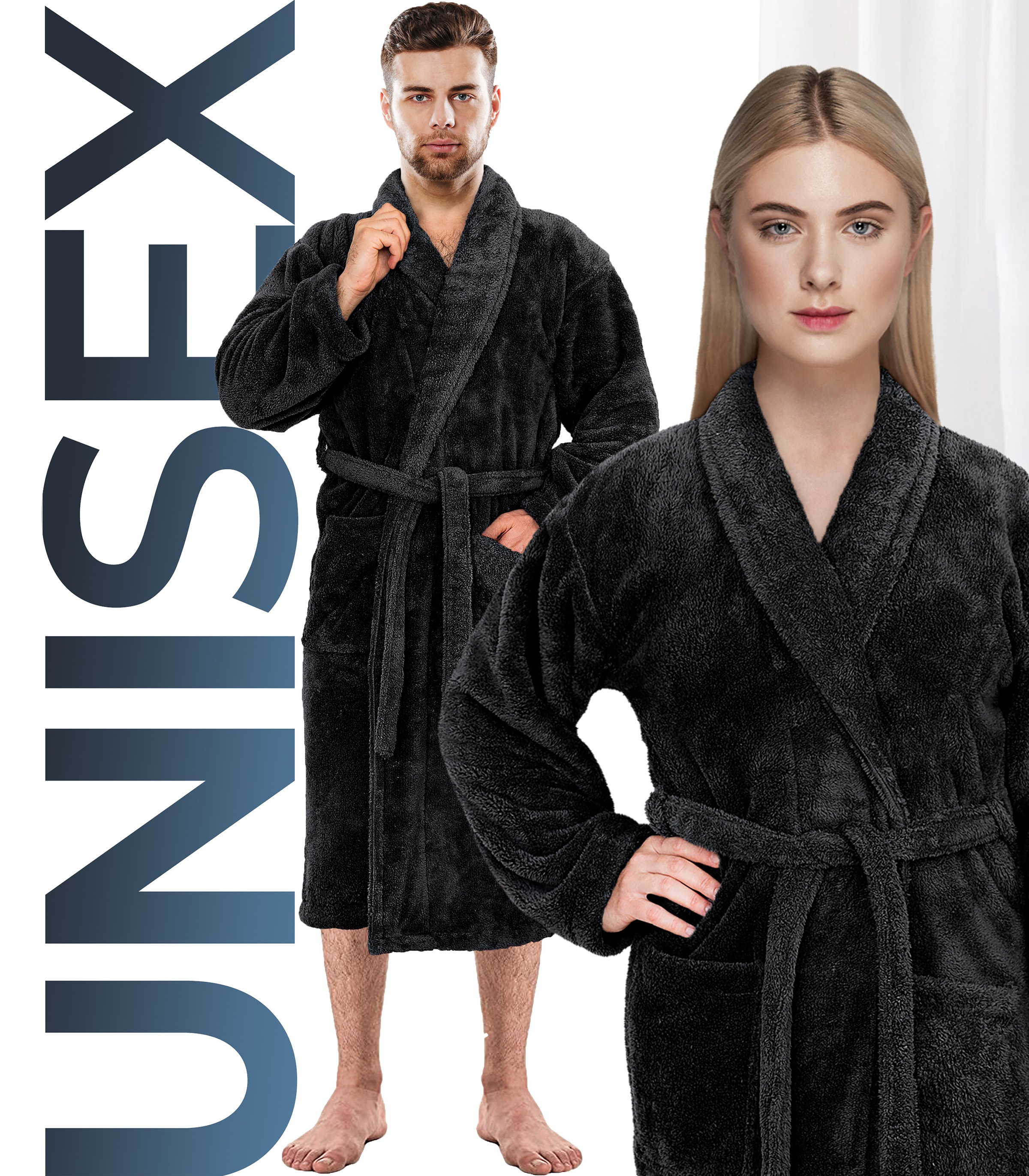 HAMMETEX Bademantel »Bademantel unisex, ultraweicher & flauschiger Fleecemantel«, (Packung), ideal für Sauna & Spa, Hotelbademantel, Morgenmantel