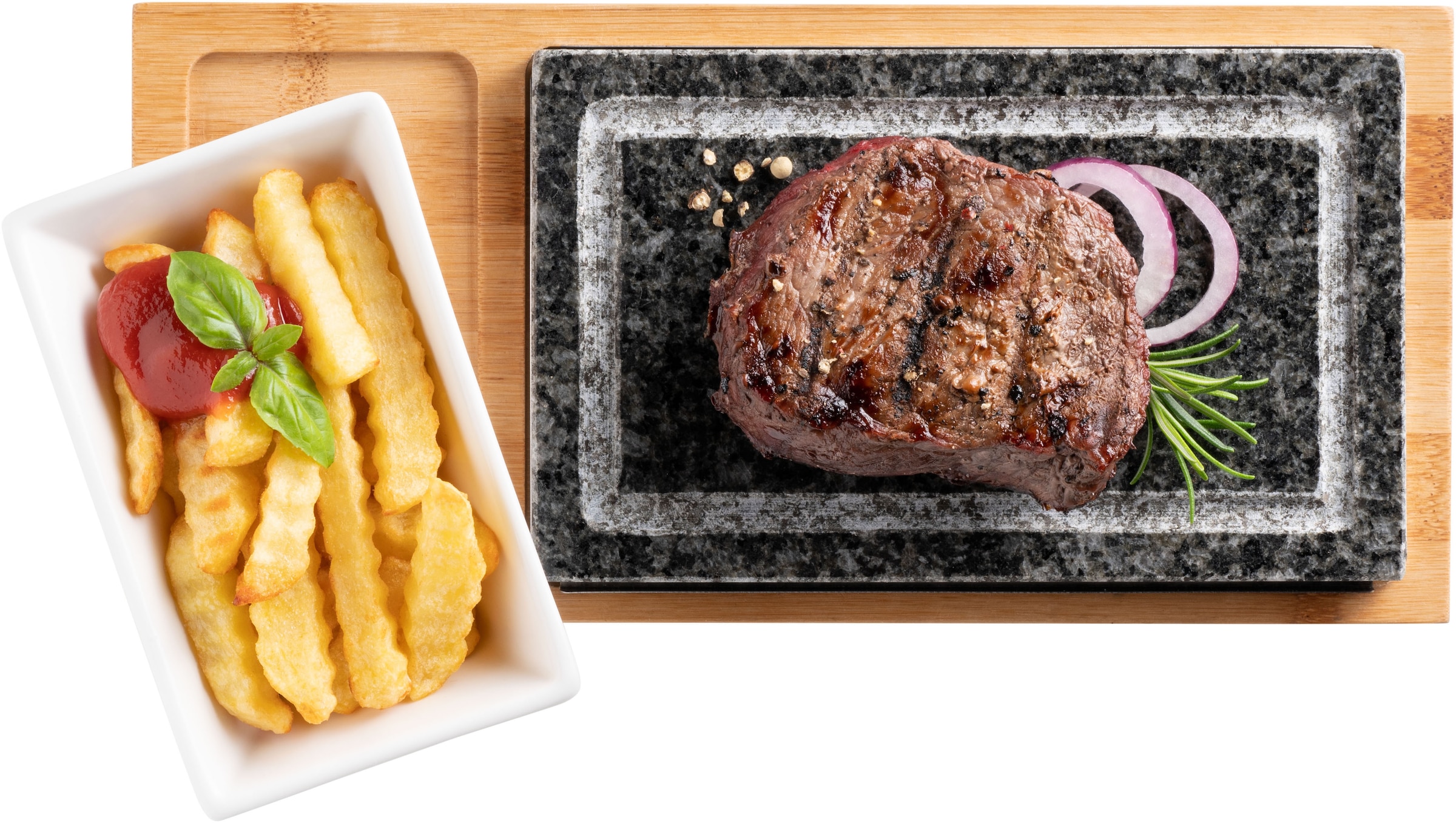 MÄSER Backstein »Heißer Stein« Set, 1x Bambustray, 1x heißer Stein, 1x Schüssel, 1x Hitzeschutz, 4 Stk. tlg. Backofengeeignet