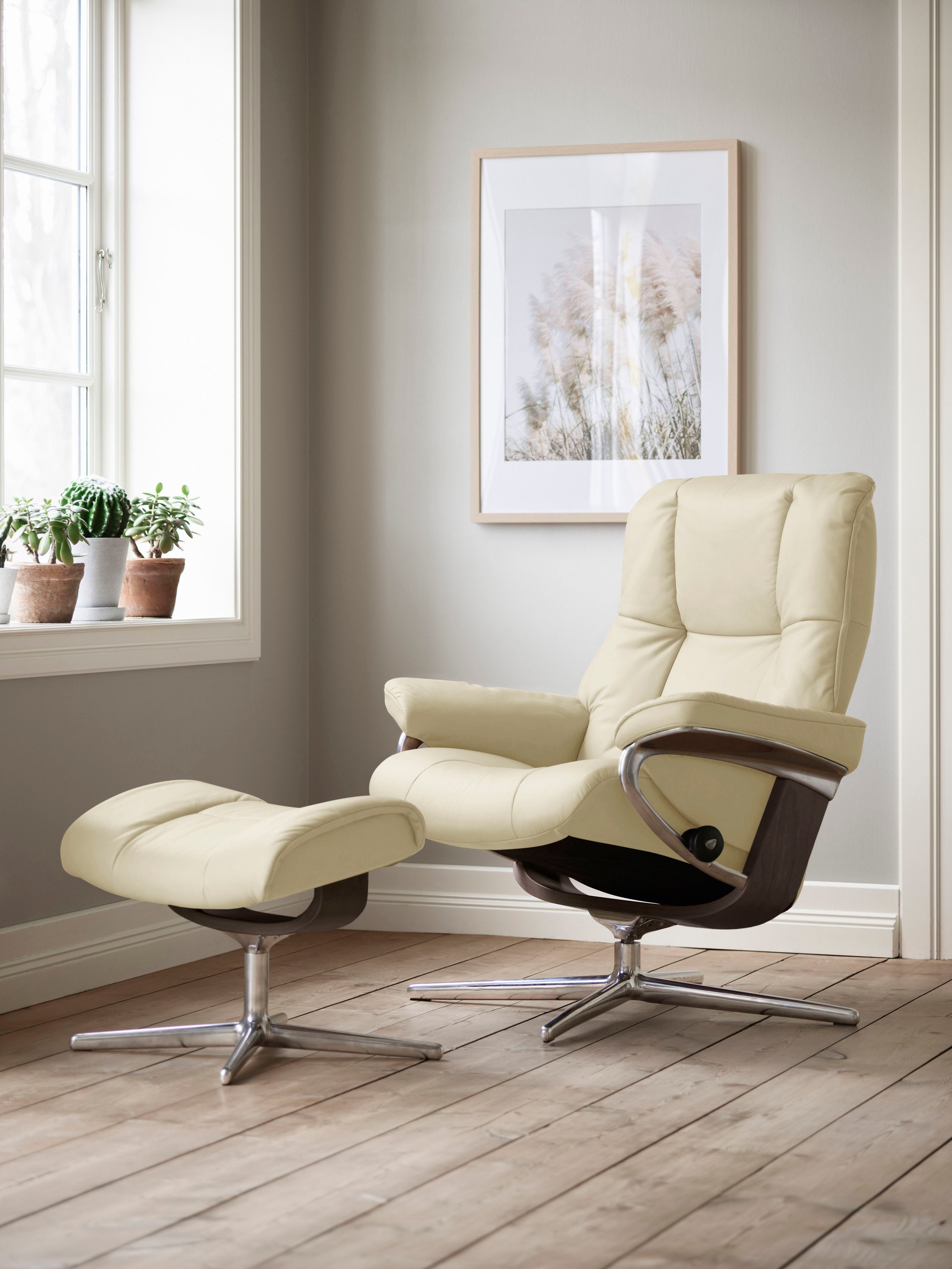 Stressless® Relaxsessel »Mayfair«, (Set, Relaxsessel mit Hocker), mit Hocker, mit Cross Base, Größe S, M & L, Holzakzent Wenge
