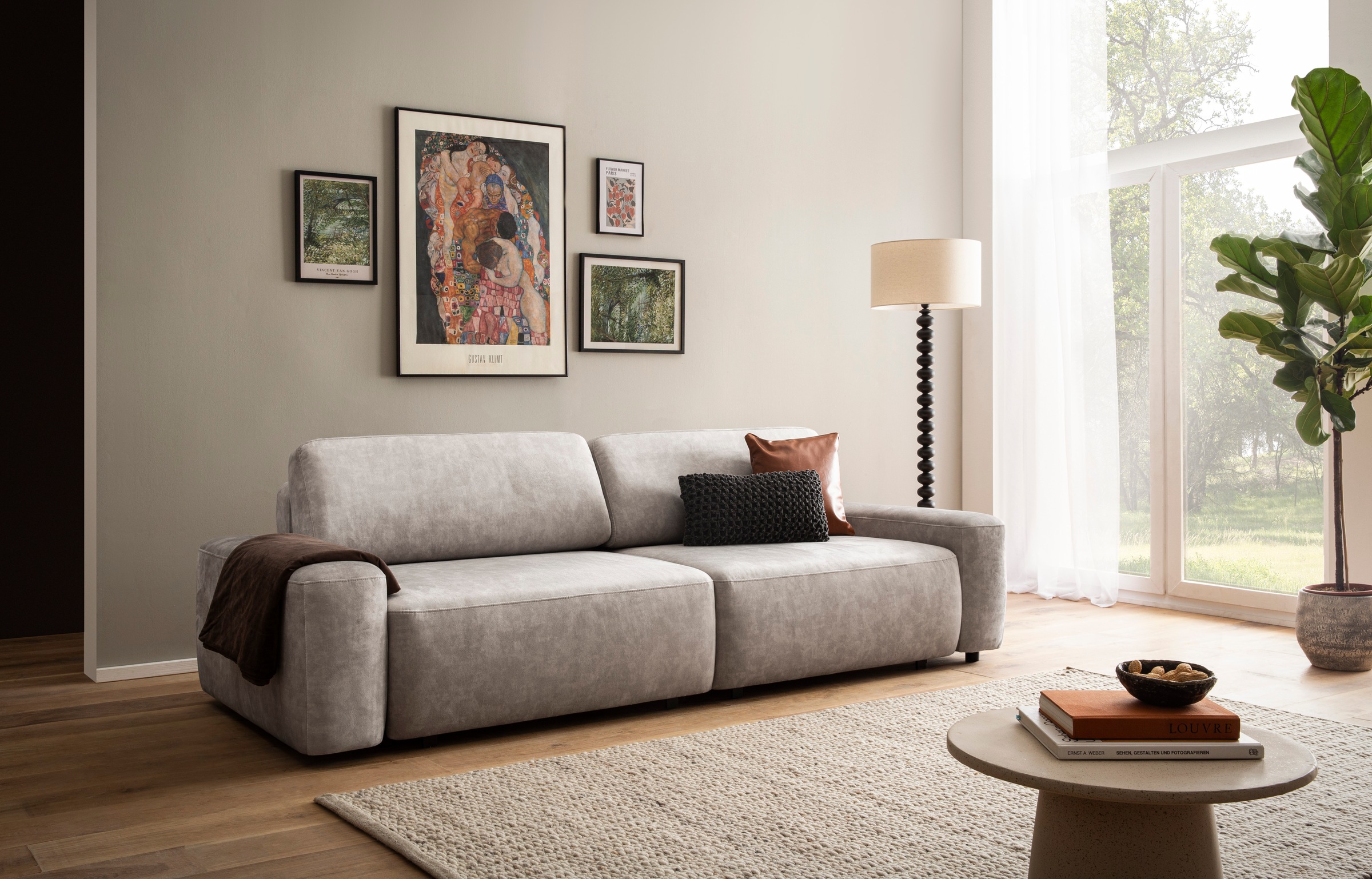 INOSIGN 3-Sitzer »TORGE (257cm), Sofa,Schlafsofa in Cord, Samtvelours, Struktur fein«, rundes Design, Schlaffunktion u. Bettkasten, Liegefläche: 135/200 cm