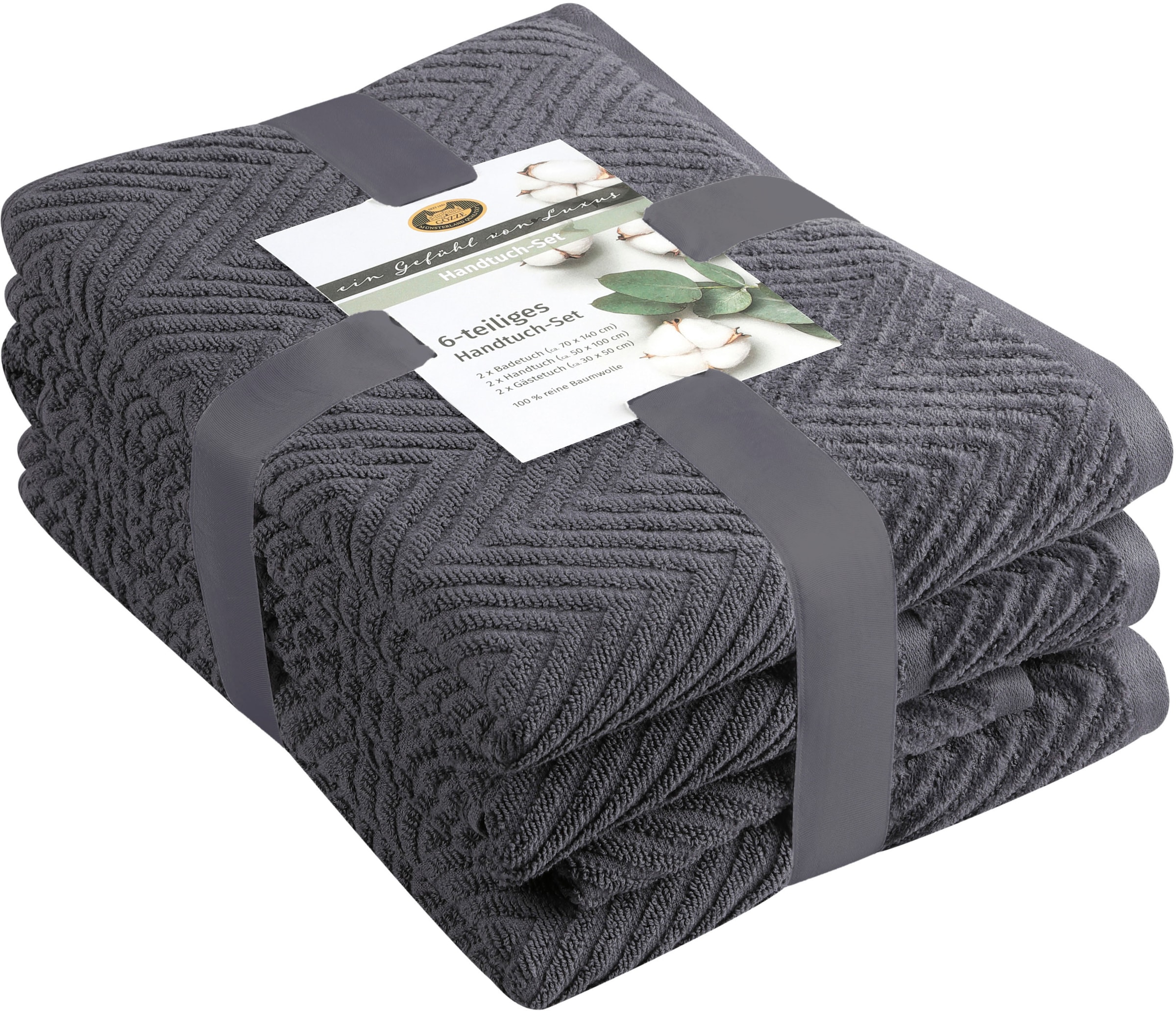 Handtuch Set »Viola« grau Frottier, Obermaterial: 100% Baumwolle 6 Stk., Frottier
