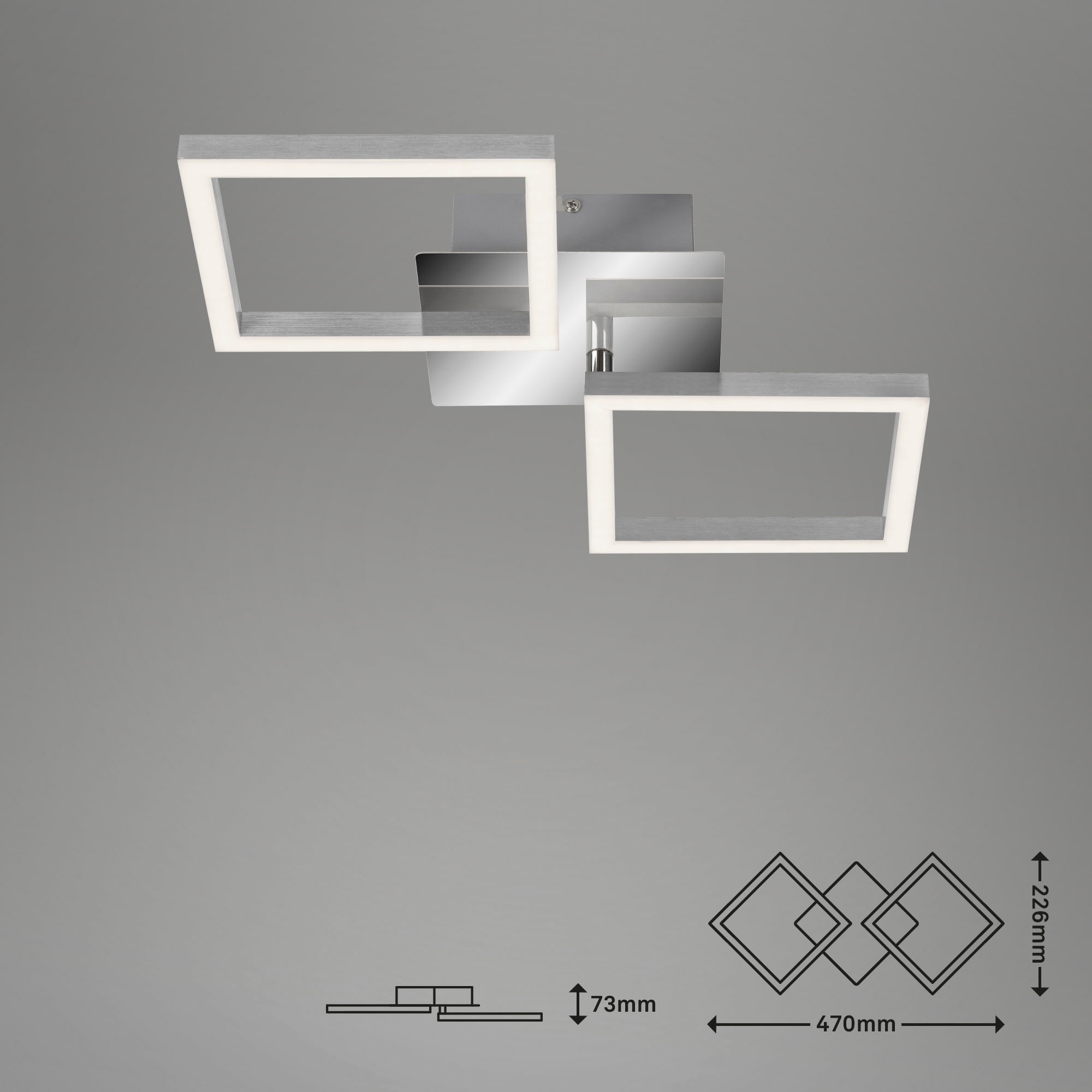 Briloner Leuchten LED Deckenleuchte »3207018 FRAME«, Leuchtmittel LED-Board | LED fest integriert, Deckenlampe, 47x22,6x7,3cm, Chrom-Alu, 5,5W, Wohnzimmer, Schlafzimmer